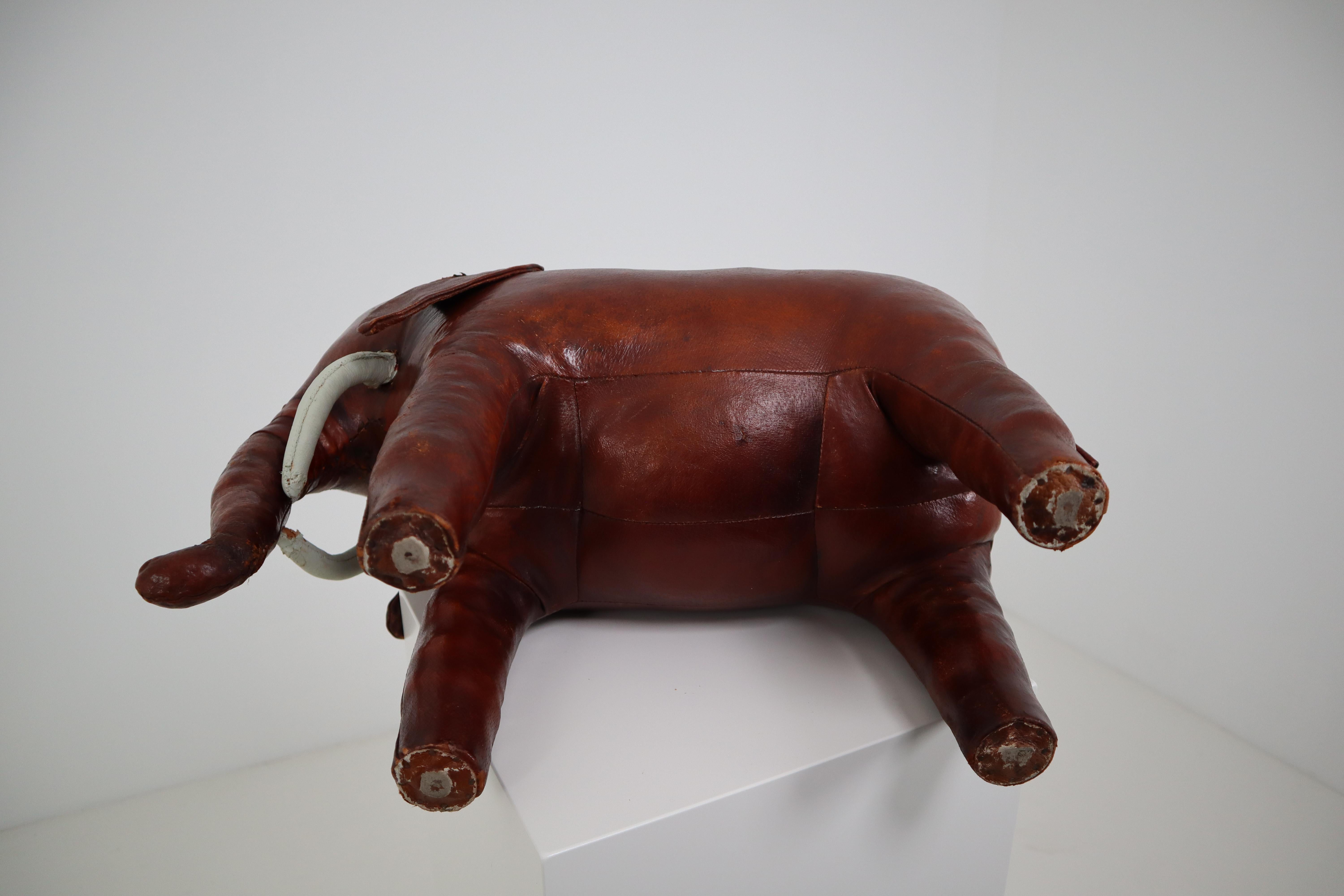 Leather Elephant Foot Stool by Dimitri Omersa for Abercrombie and Fitch 2