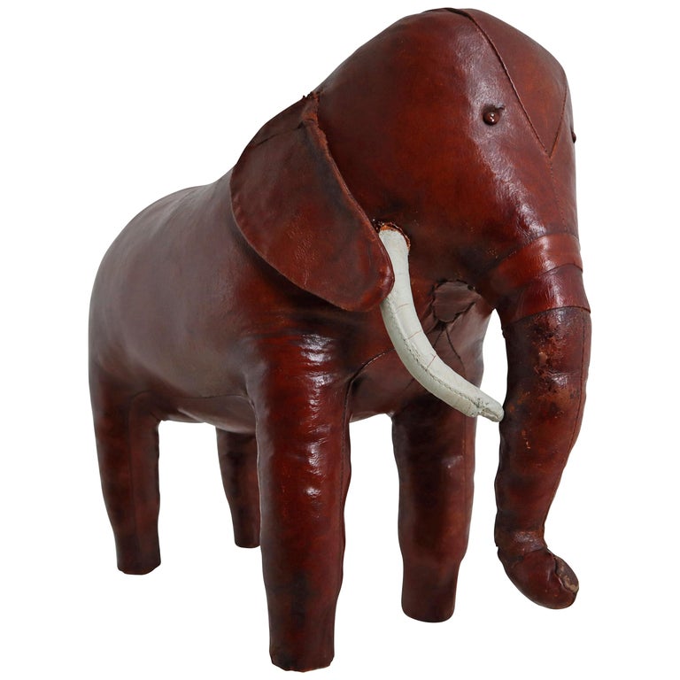 Leather Elephant Foot Stool by Dimitri Omersa for Abercrombie and Fitch