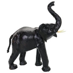 Vintage Leather Elephant in the Style of Dimitri Omersa