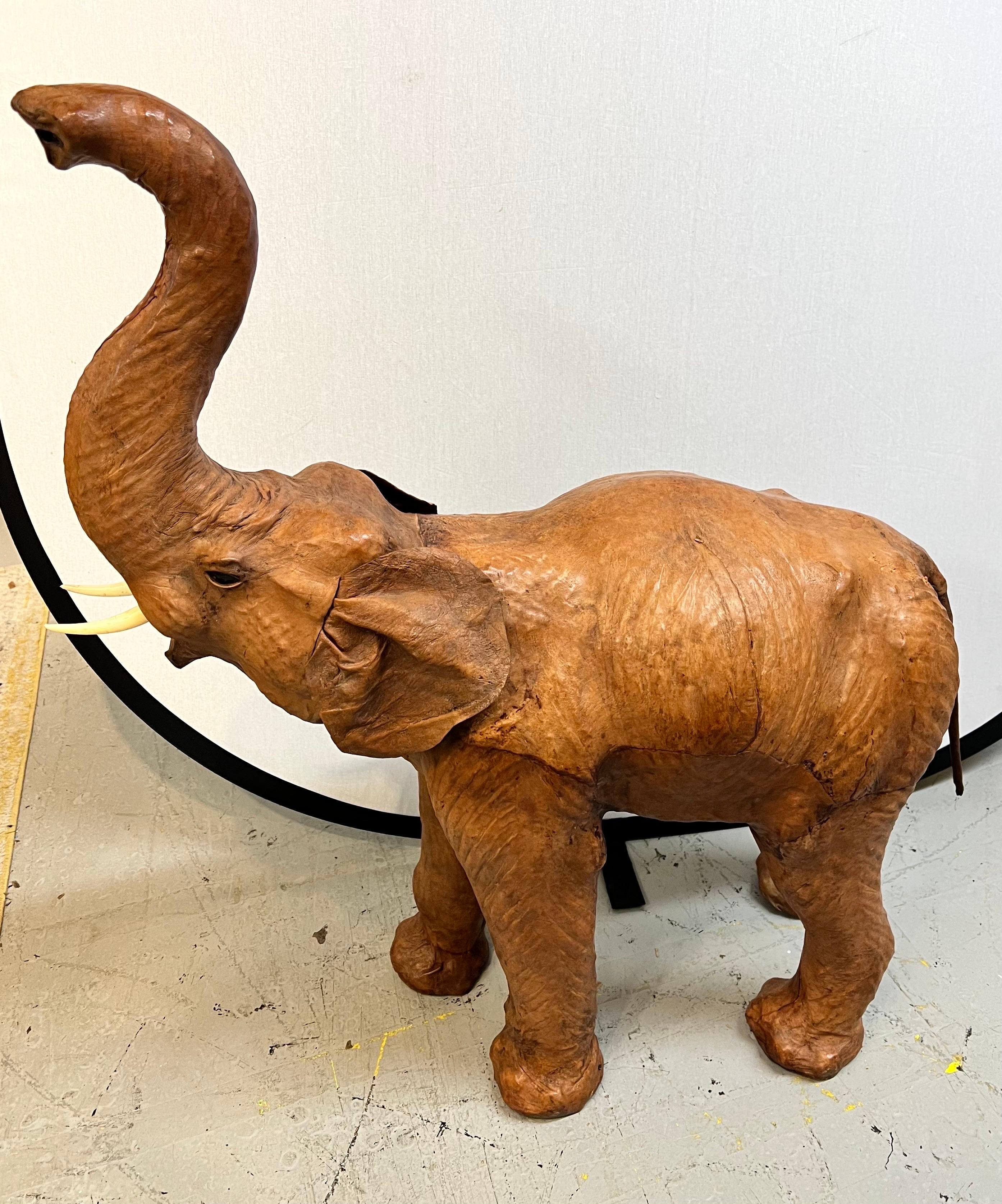 American Leather Elephant Sculpture