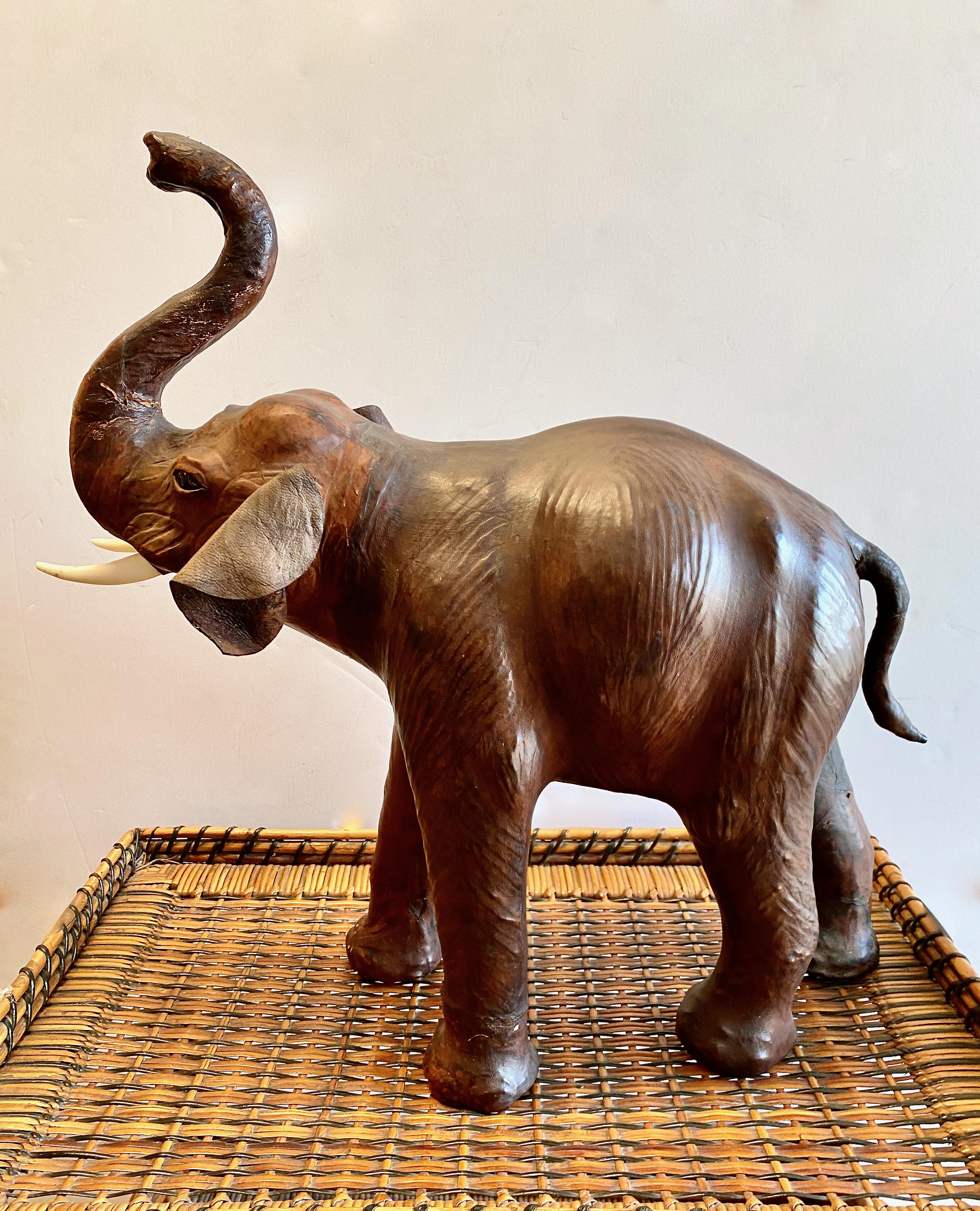 Anglo Raj Leather Elephant Sculpture II For Sale