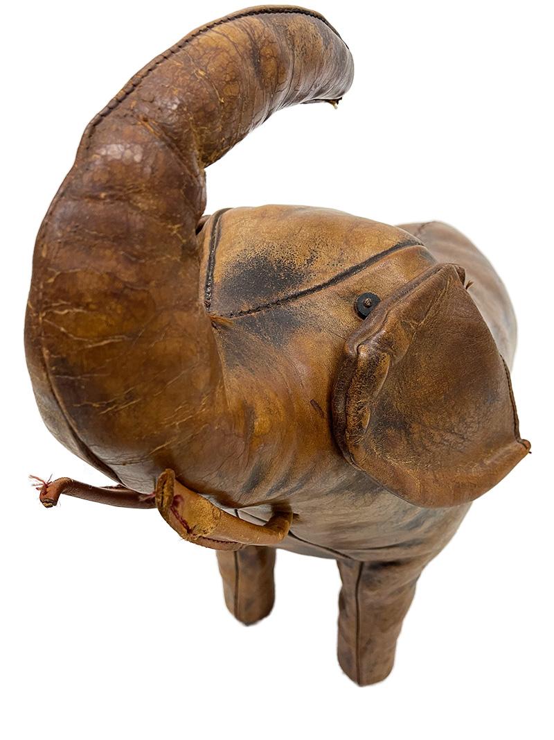 Leather Elephant Small Footstool, by Dimitri Omersa, 1960s For Sale 2