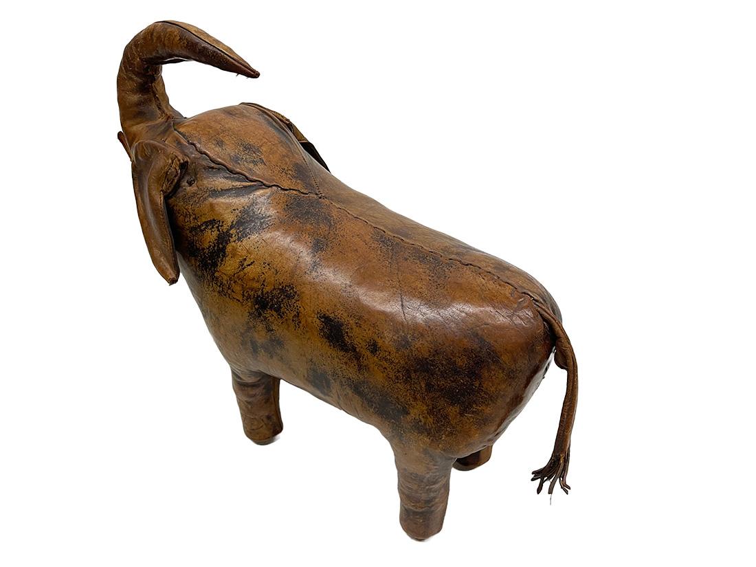 Leather Elephant Small Footstool, by Dimitri Omersa, 1960s For Sale 4