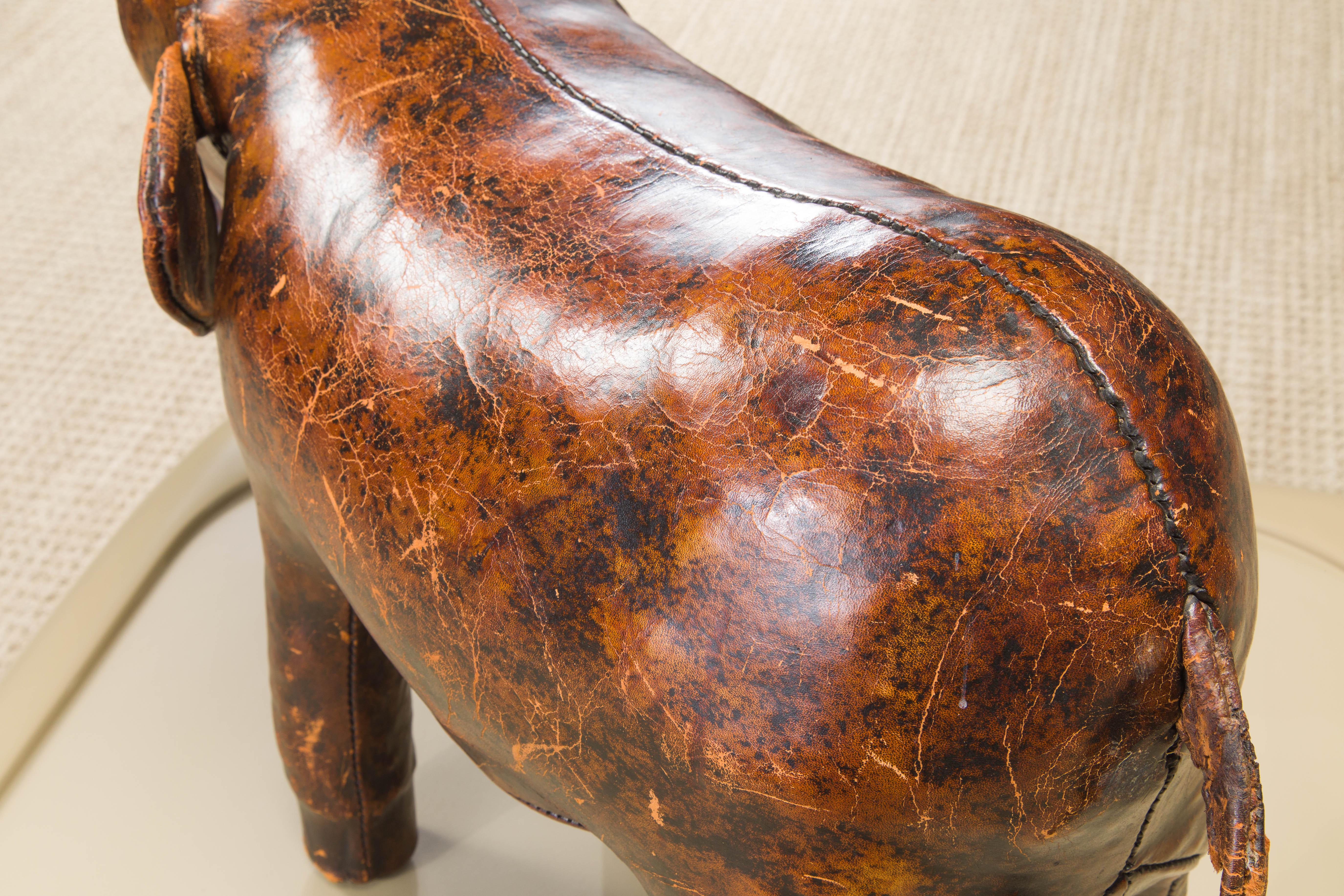 Leather Elephant Stool by Dimitri Omersa for Abercrombie & Fitch, c 1963, Signed 6