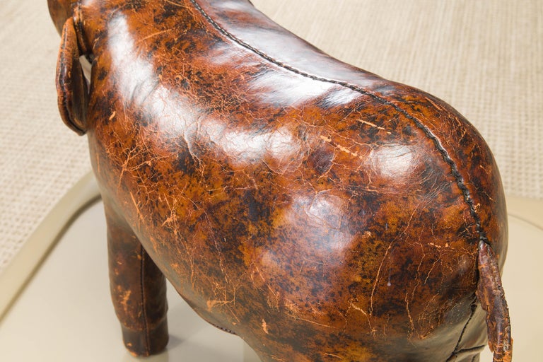 Leather Elephant Stool by Dimitri Omersa for Abercrombie & Fitch, c 1963, Signed 7