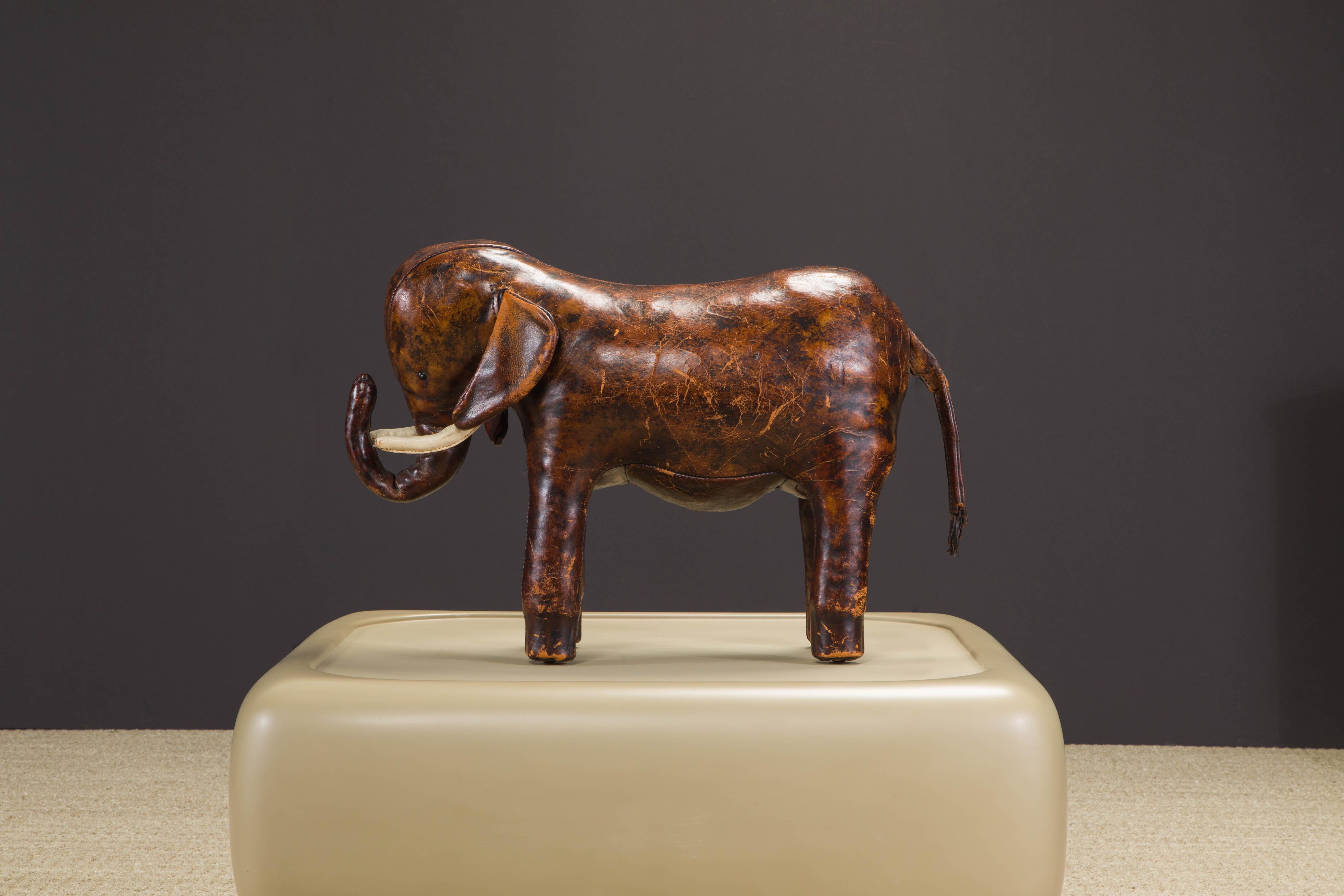 Mid-20th Century Leather Elephant Stool by Dimitri Omersa for Abercrombie & Fitch, c 1963, Signed
