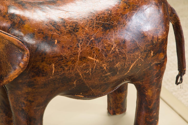 Leather Elephant Stool by Dimitri Omersa for Abercrombie & Fitch, c 1963, Signed 2