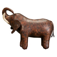 Leather Elephant Stool by Dimitri Omersa for Abercrombie & Fitch, c 1963, Signed