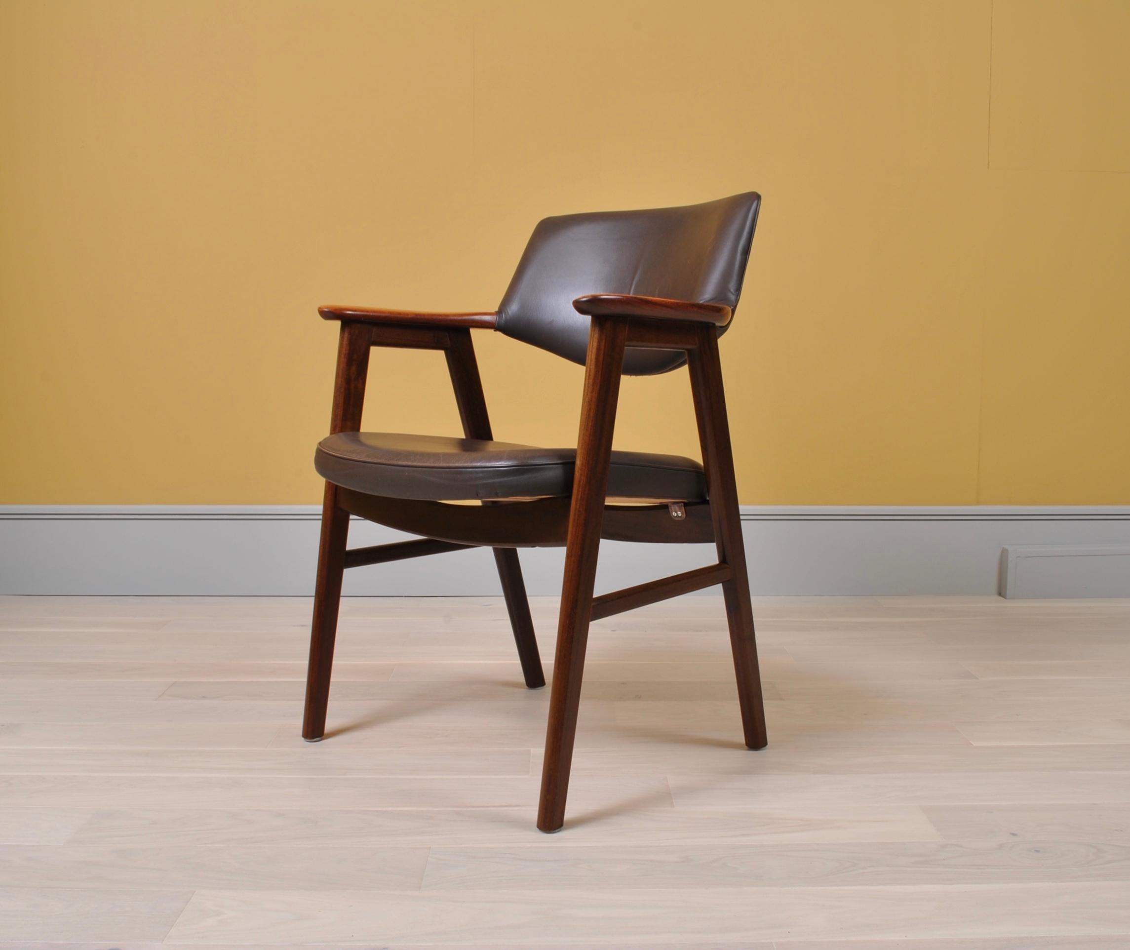 Mid-Century Modern Leather Erik Kirkegaard Desk Chair