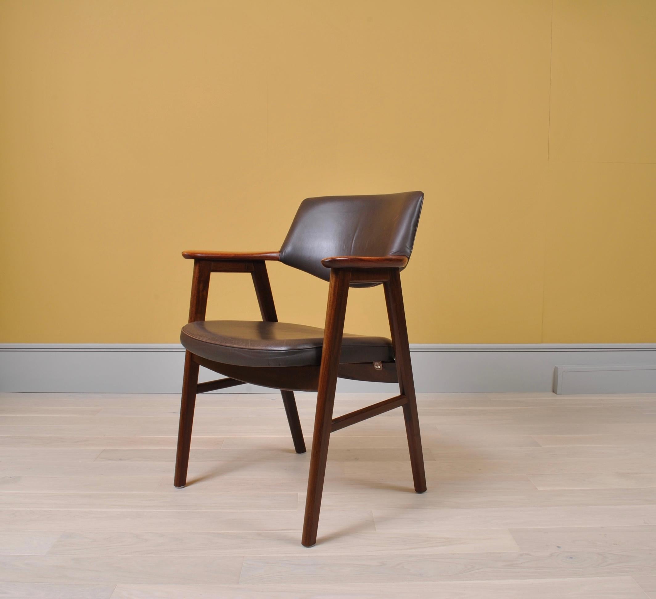 Leather Erik Kirkegaard Desk Chair In Good Condition In London, GB