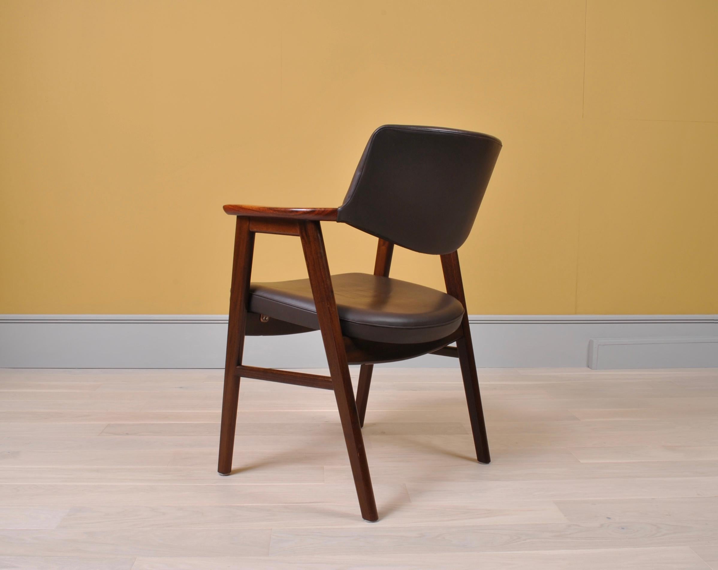 20th Century Leather Erik Kirkegaard Desk Chair
