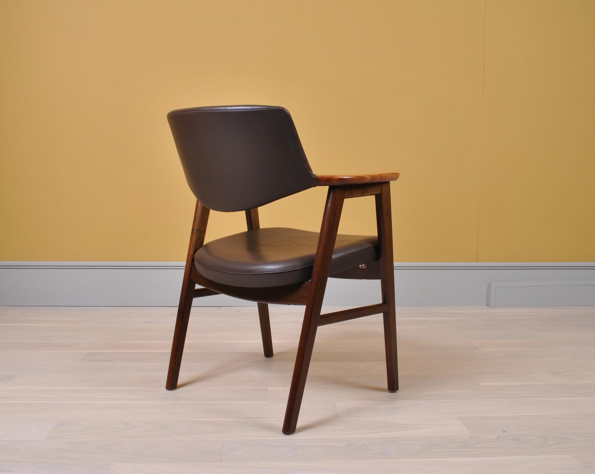 Walnut Leather Erik Kirkegaard Desk Chair