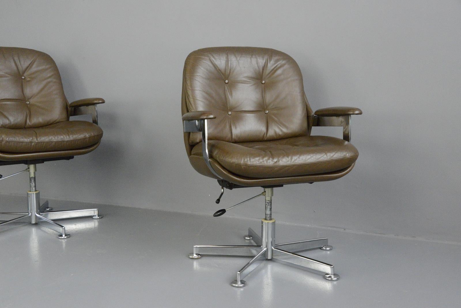 Leather Executive Chairs by Ring Mobelfabrikk, circa 1970s 4