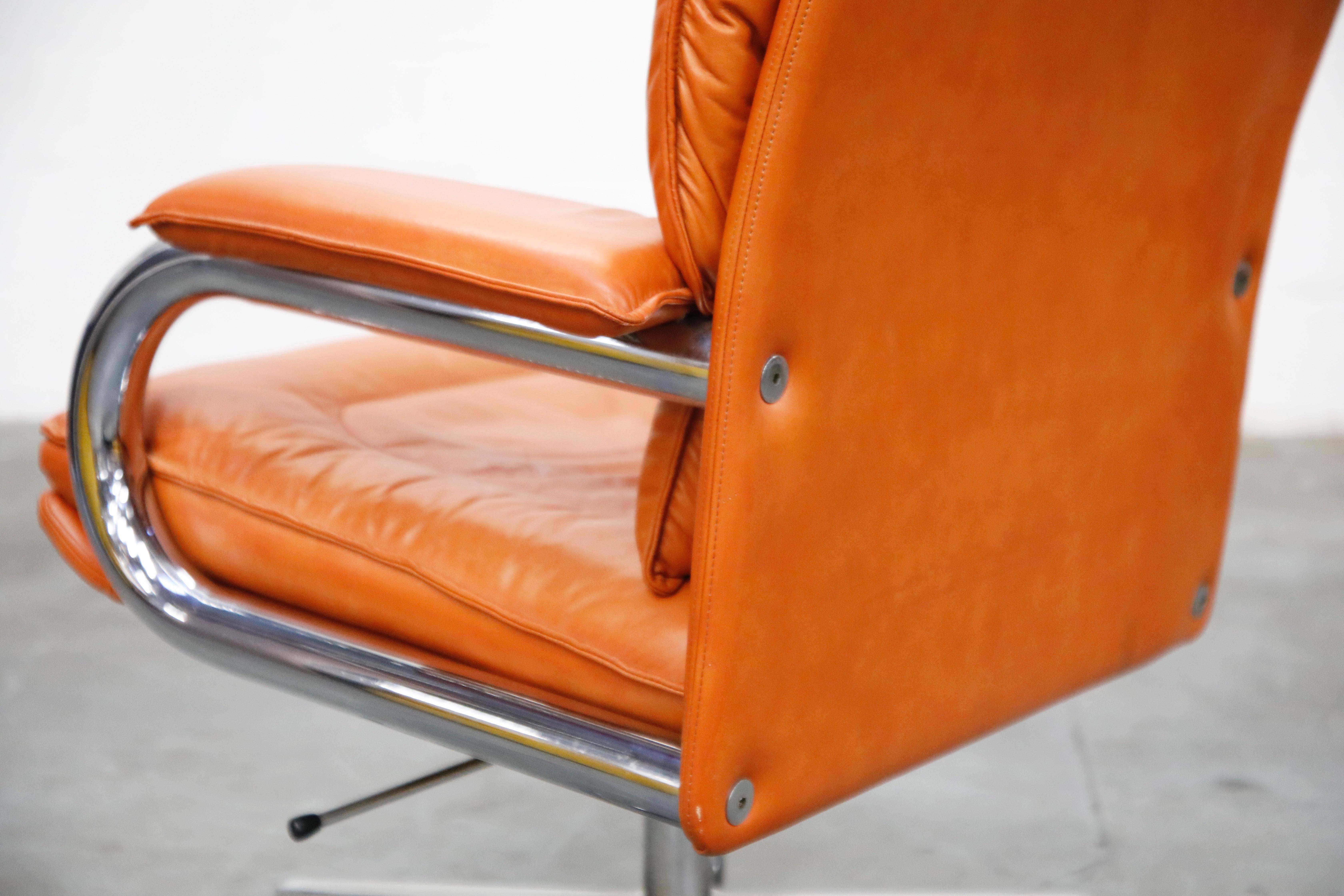 Leather Executive Desk Chair by Guido Faleschini for i4 Mariani Pace, 1980s 7
