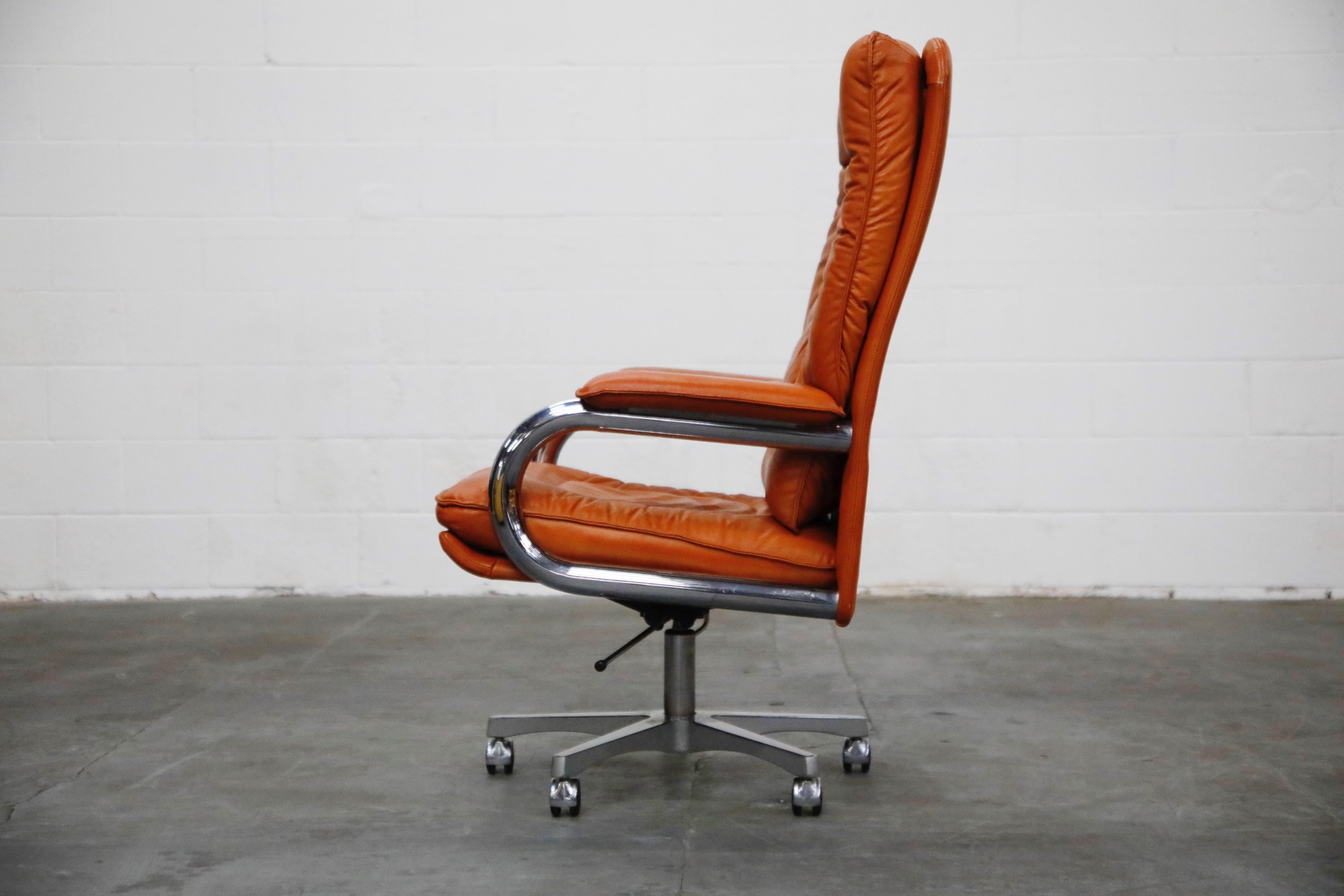orange leather office chair