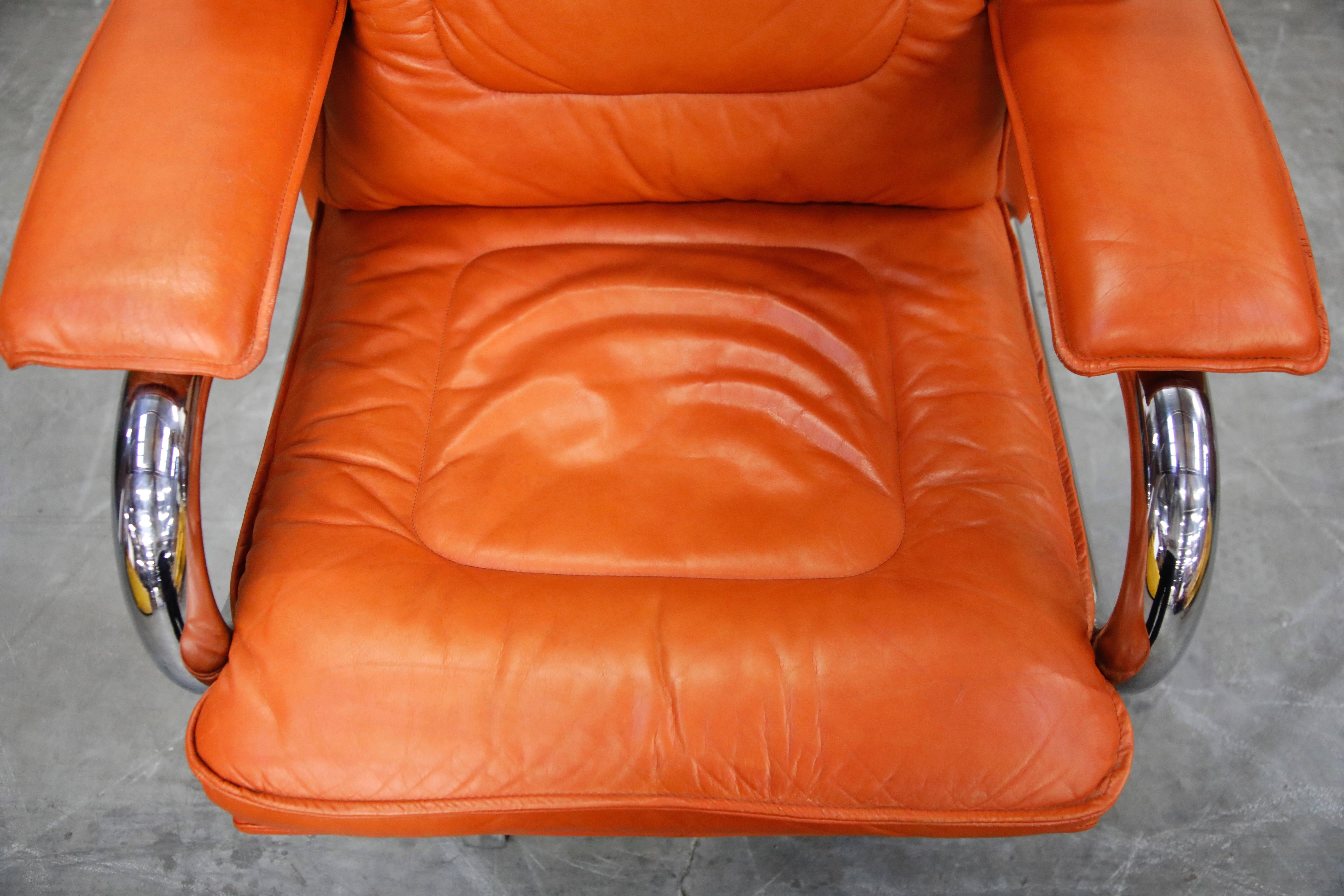 Leather Executive Desk Chair by Guido Faleschini for i4 Mariani Pace, 1980s In Excellent Condition In Los Angeles, CA