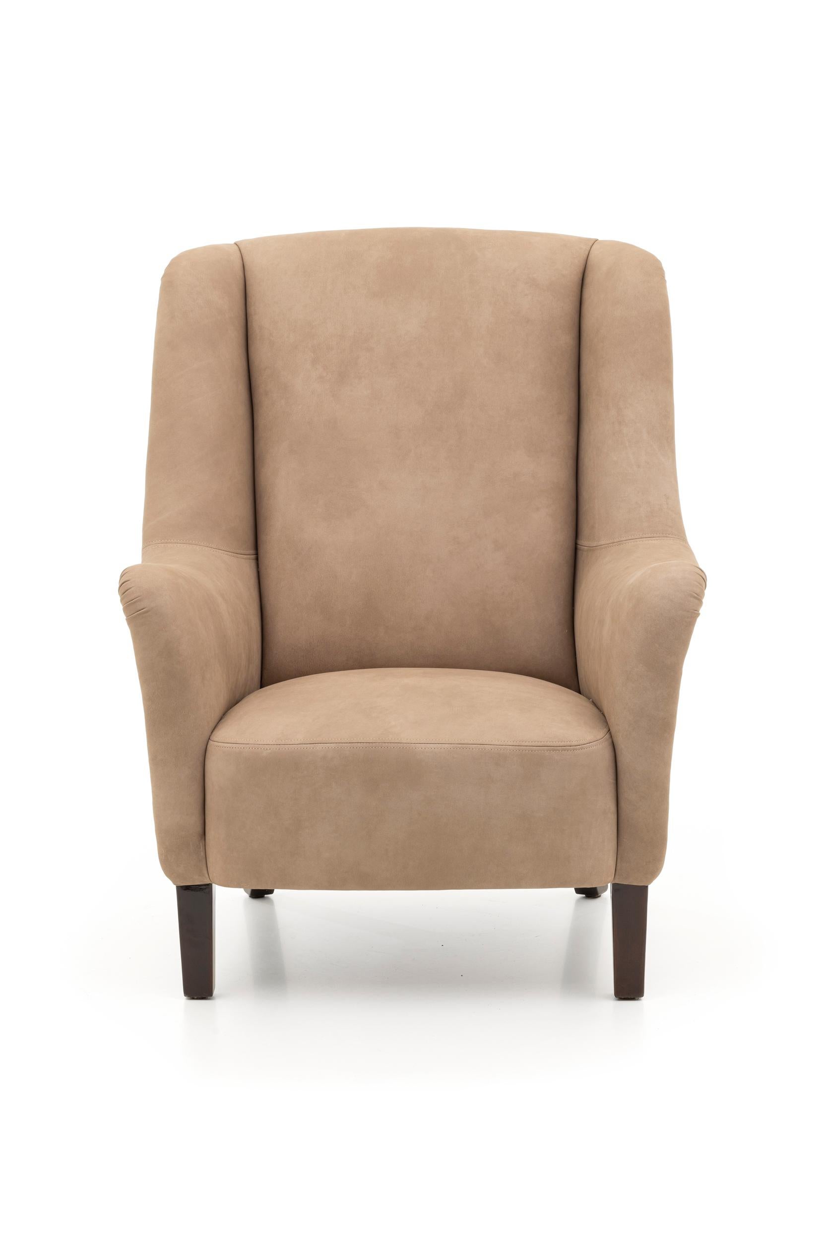 European Leather & fabric Armchair For Sale