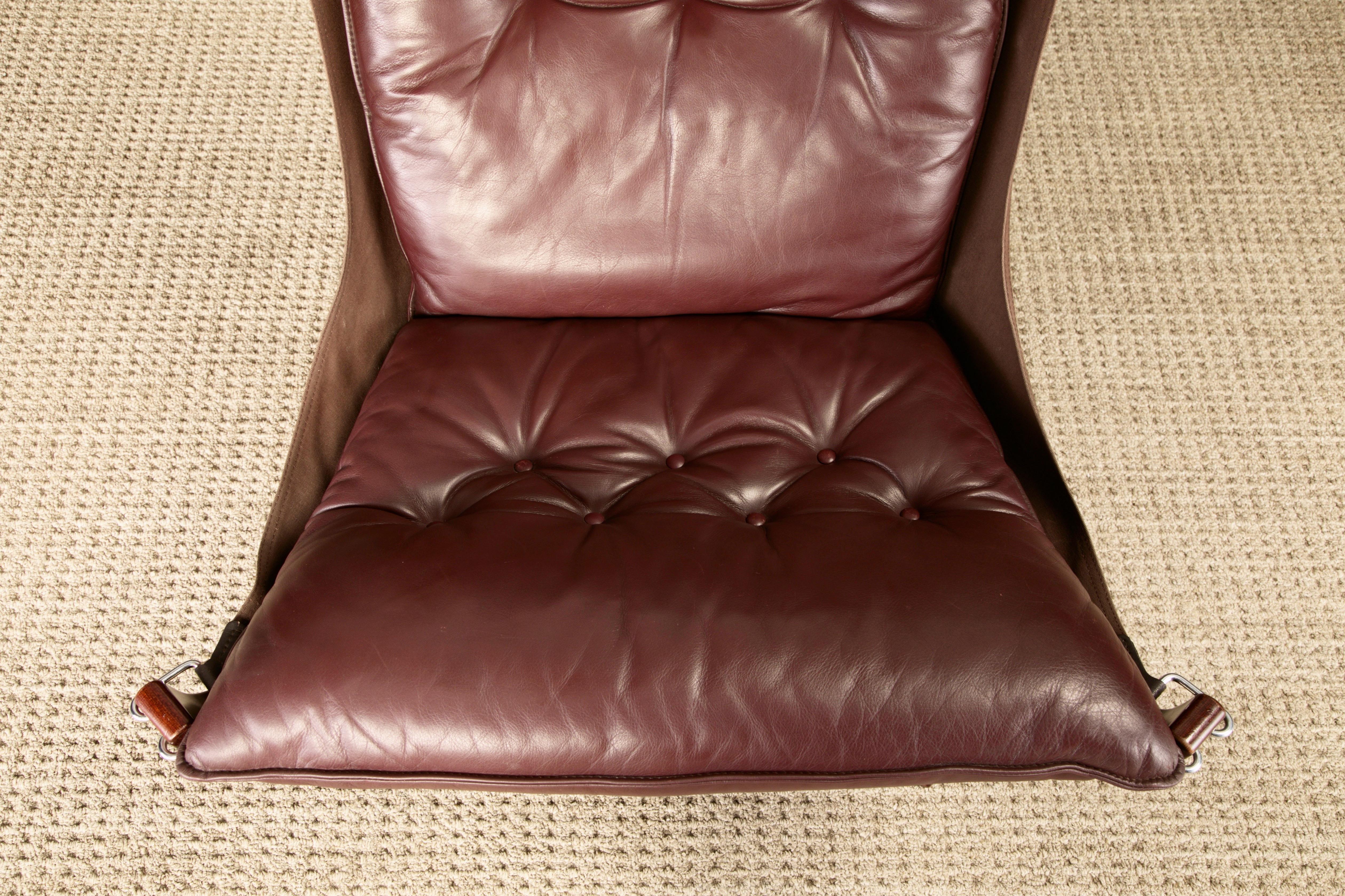 Leather 'Falcon' Sling Chair by Sigurd Ressell for Vatne Møbler, 1970s For Sale 4