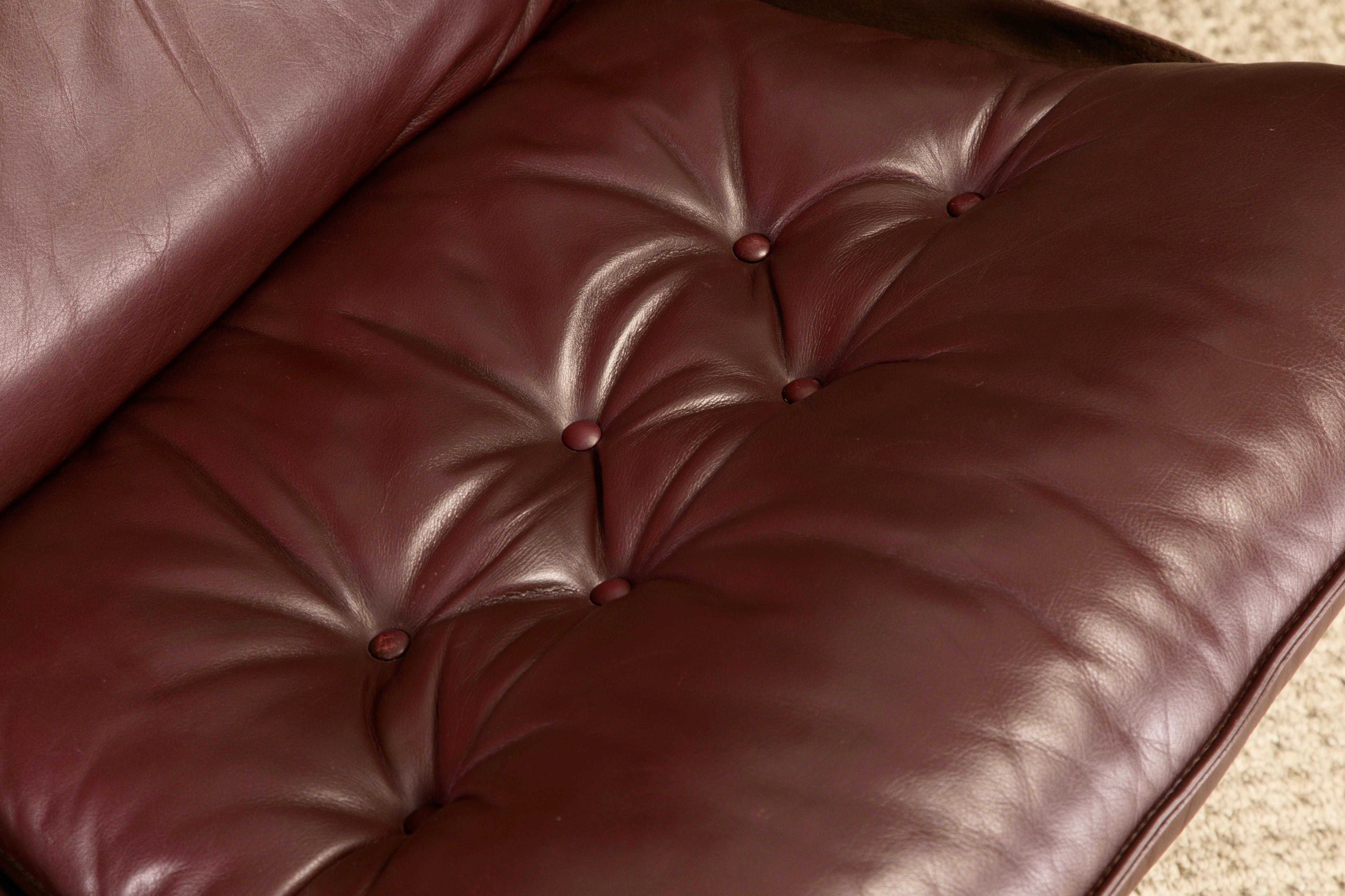Leather 'Falcon' Sling Chair by Sigurd Ressell for Vatne Møbler, 1970s For Sale 8
