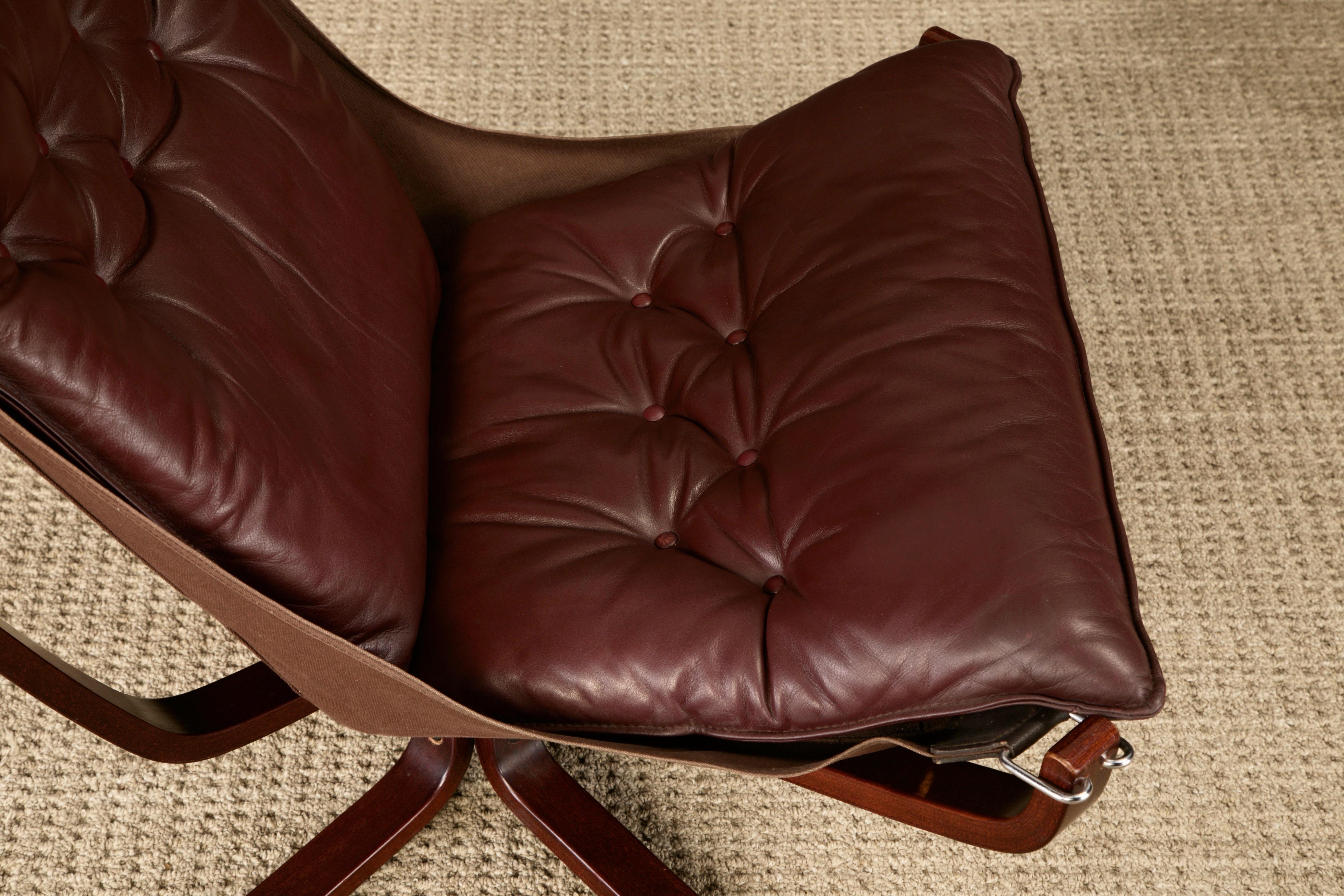 Leather 'Falcon' Sling Chair by Sigurd Ressell for Vatne Møbler, 1970s For Sale 9