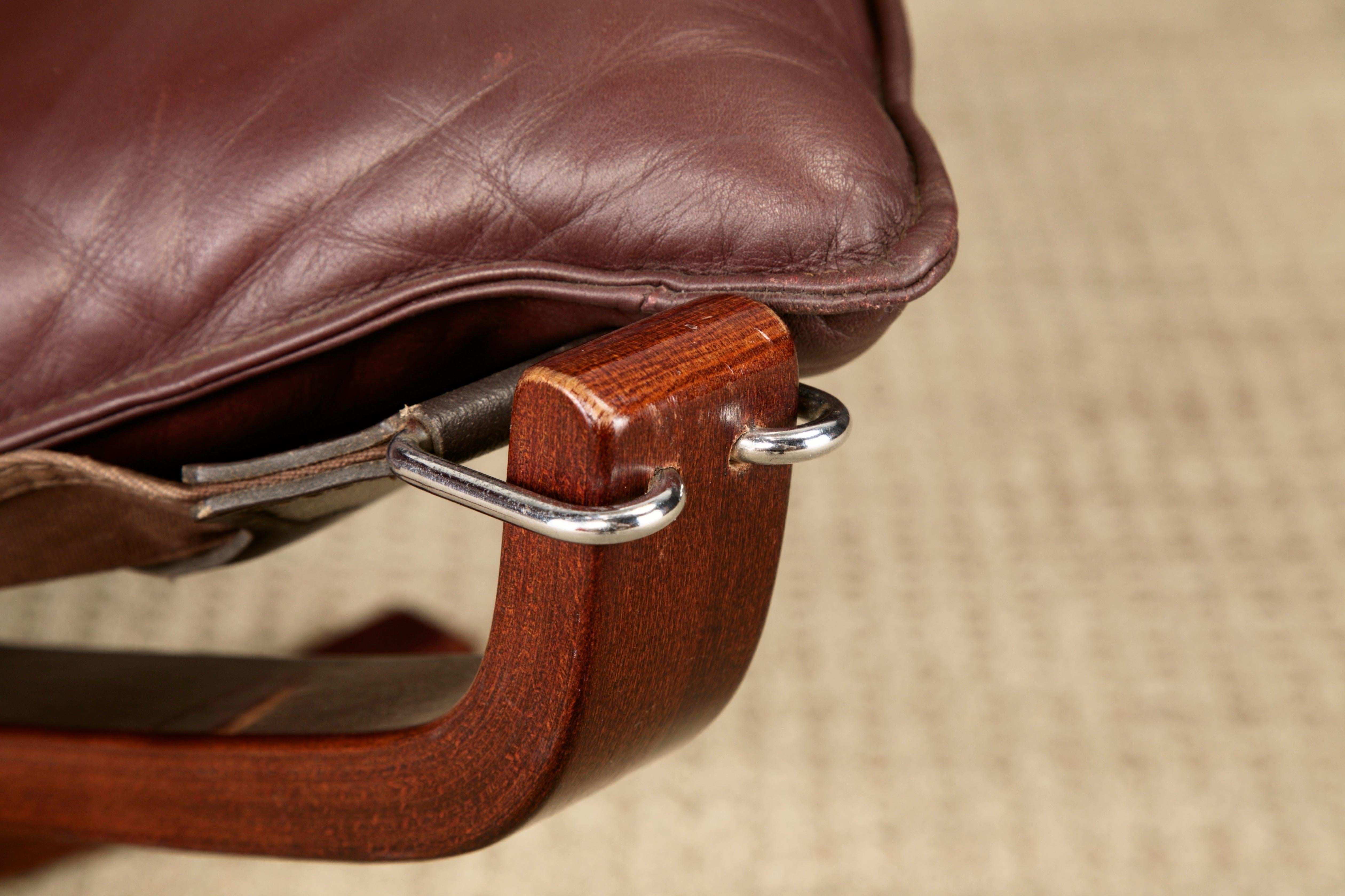 Leather 'Falcon' Sling Chair by Sigurd Ressell for Vatne Møbler, 1970s For Sale 10