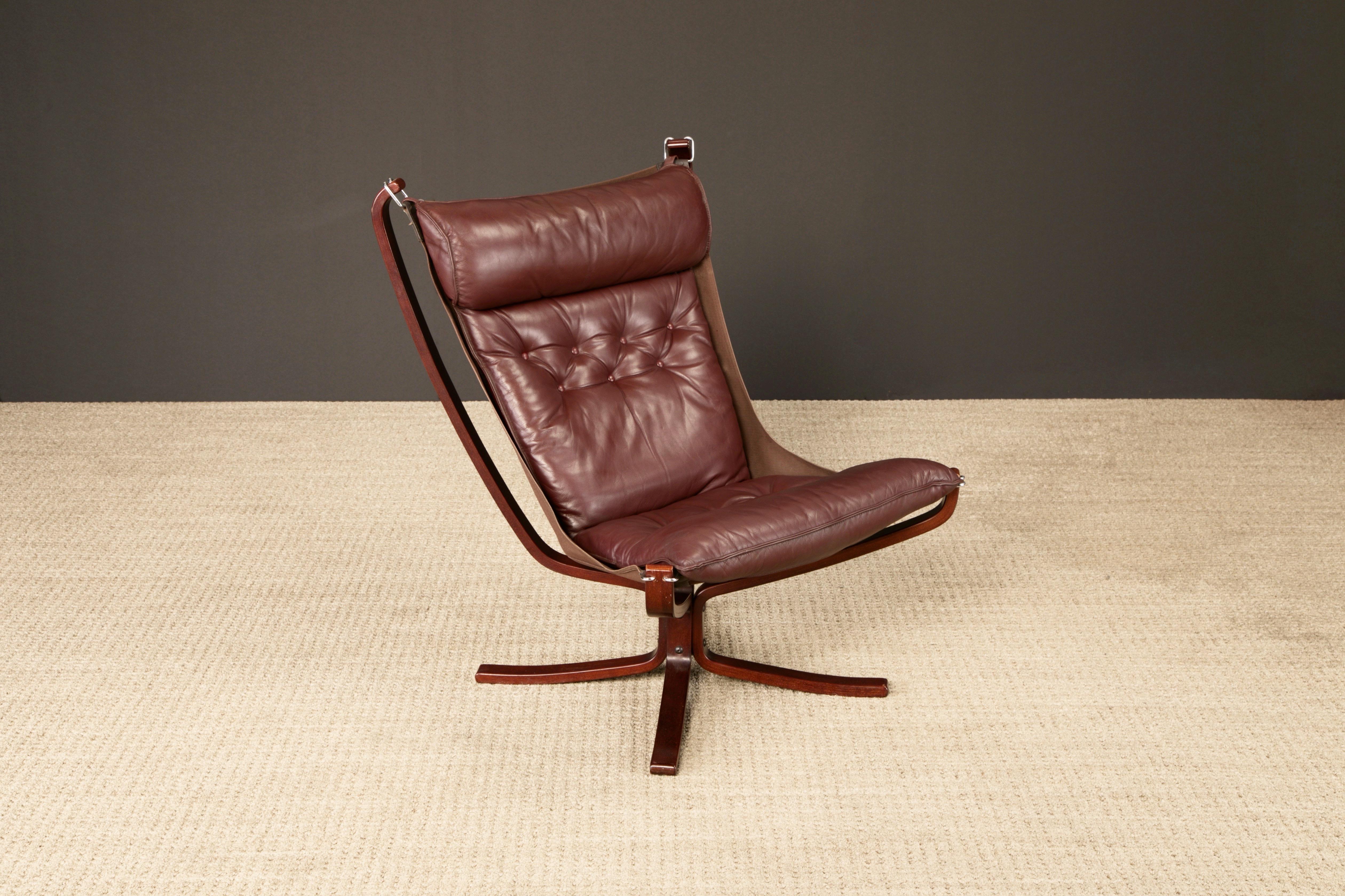Mid-Century Modern Leather 'Falcon' Sling Chair by Sigurd Ressell for Vatne Møbler, 1970s For Sale