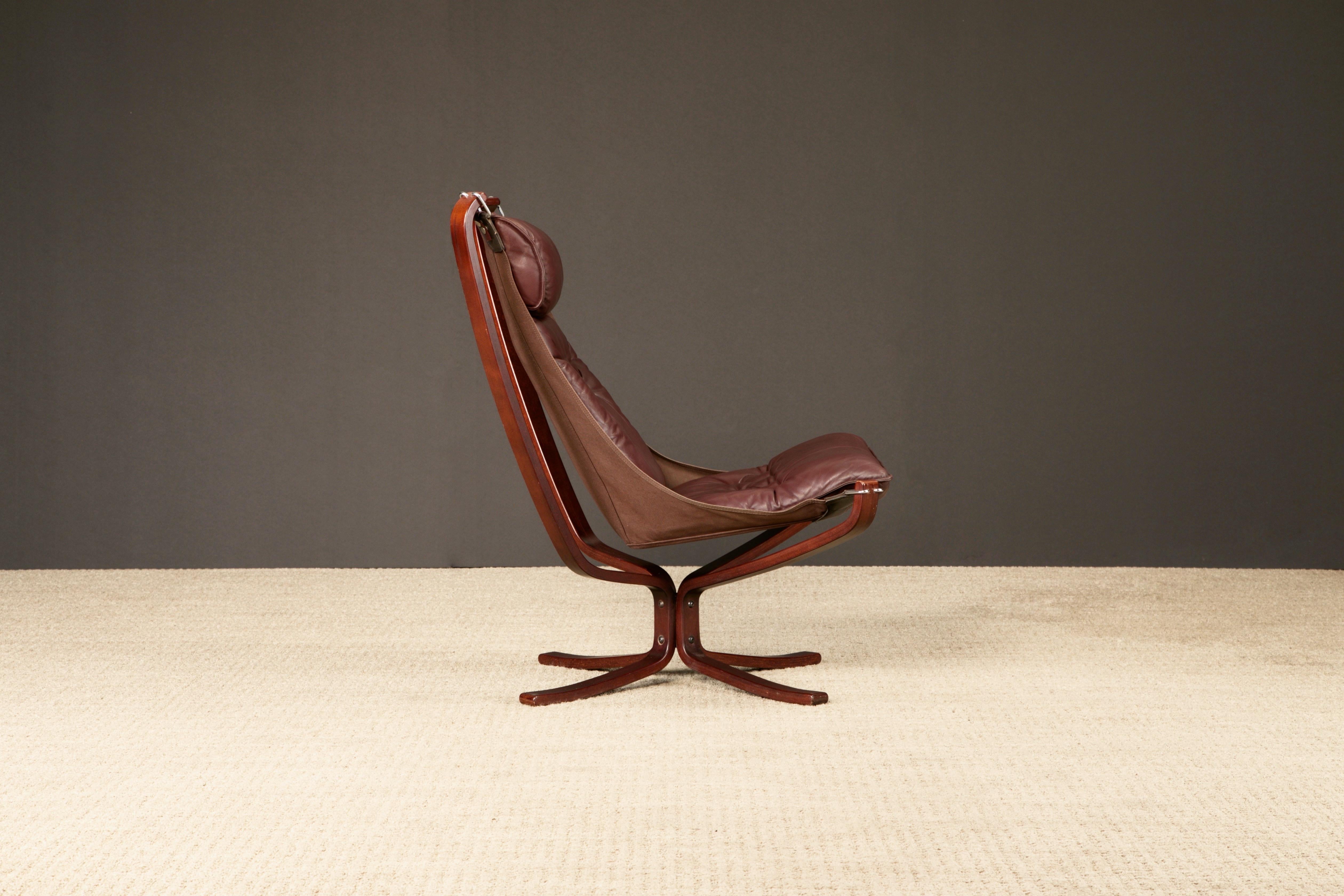 Norwegian Leather 'Falcon' Sling Chair by Sigurd Ressell for Vatne Møbler, 1970s For Sale