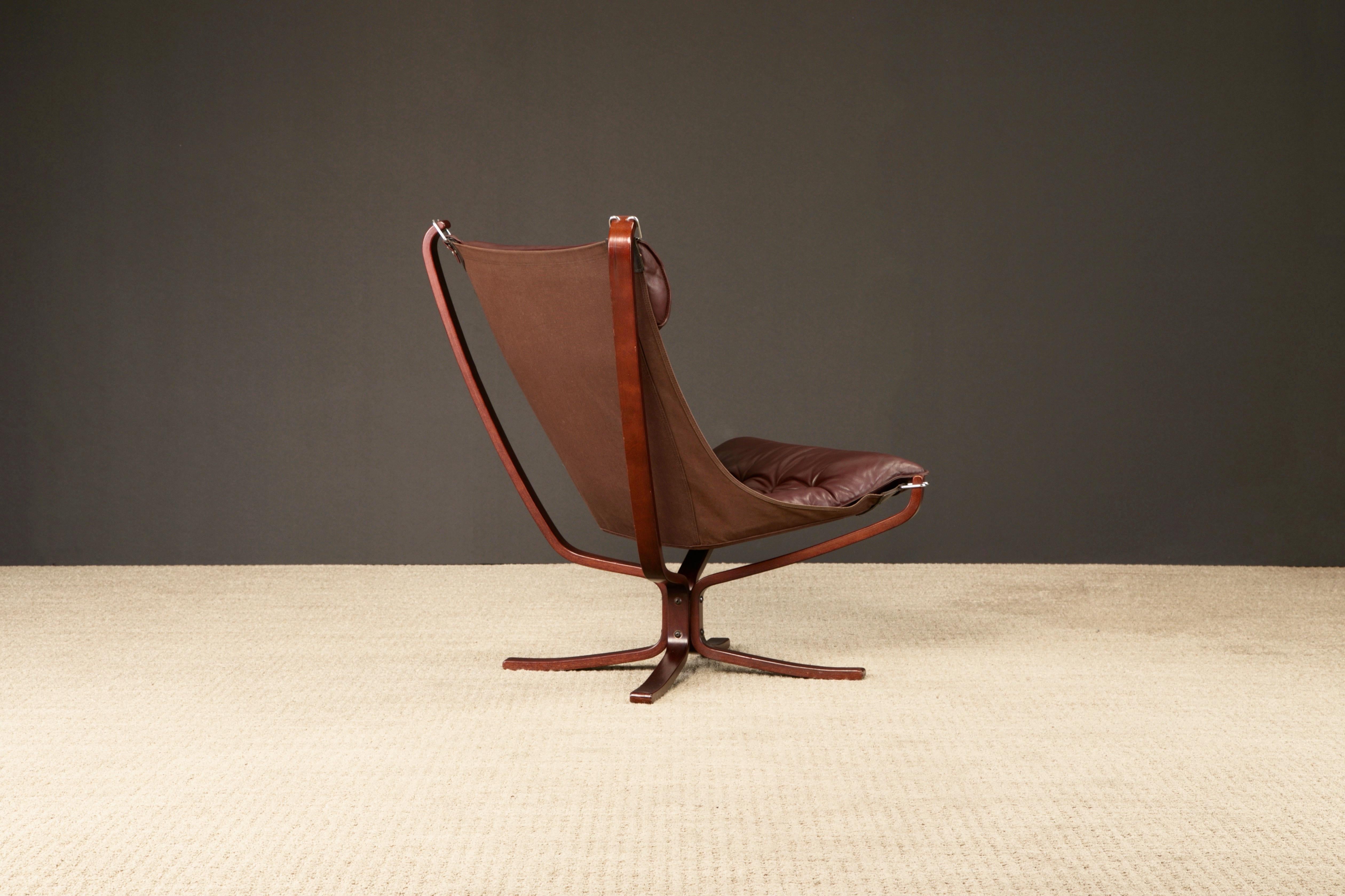 Leather 'Falcon' Sling Chair by Sigurd Ressell for Vatne Møbler, 1970s In Good Condition For Sale In Los Angeles, CA