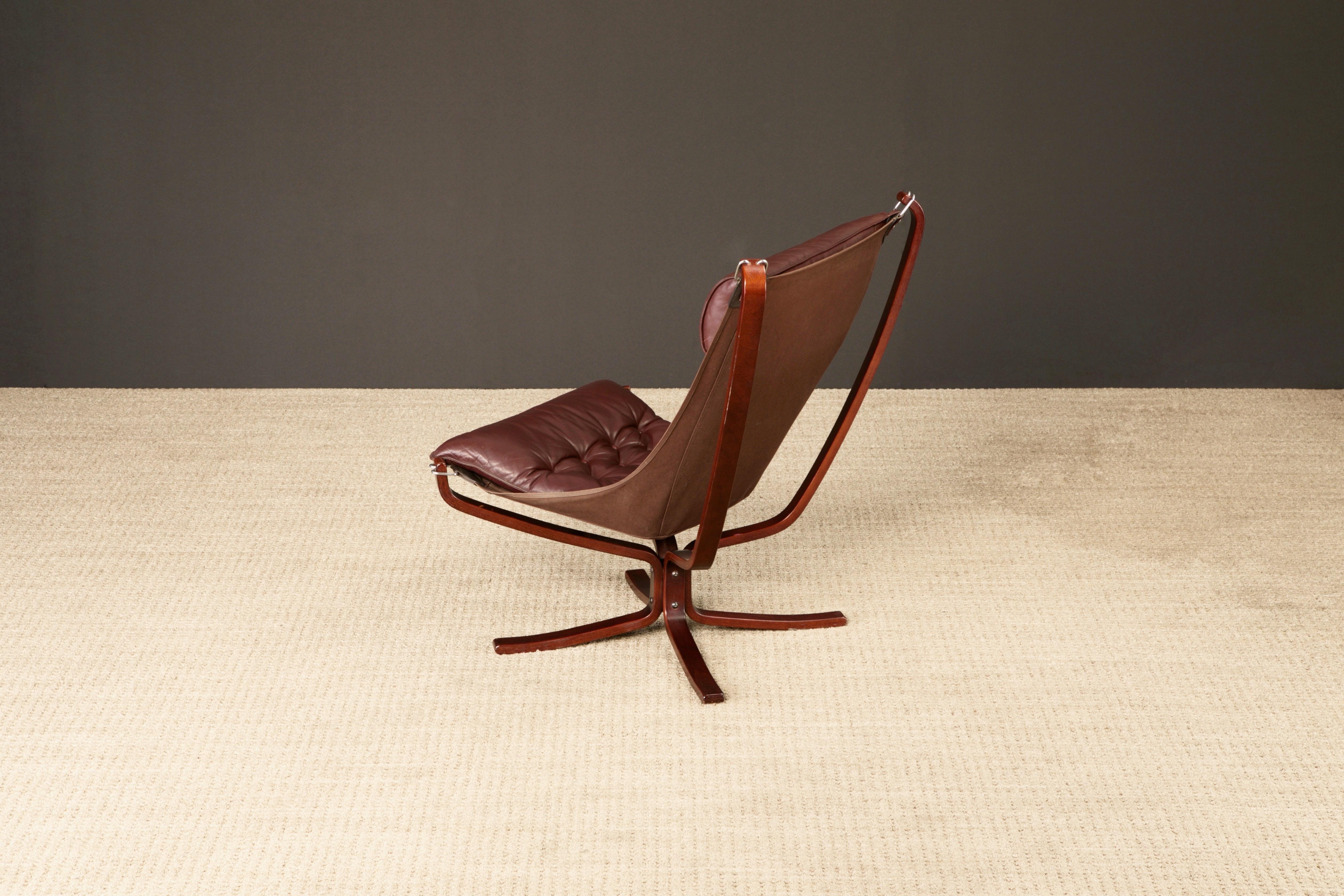 Leather 'Falcon' Sling Chair by Sigurd Ressell for Vatne Møbler, 1970s For Sale 1