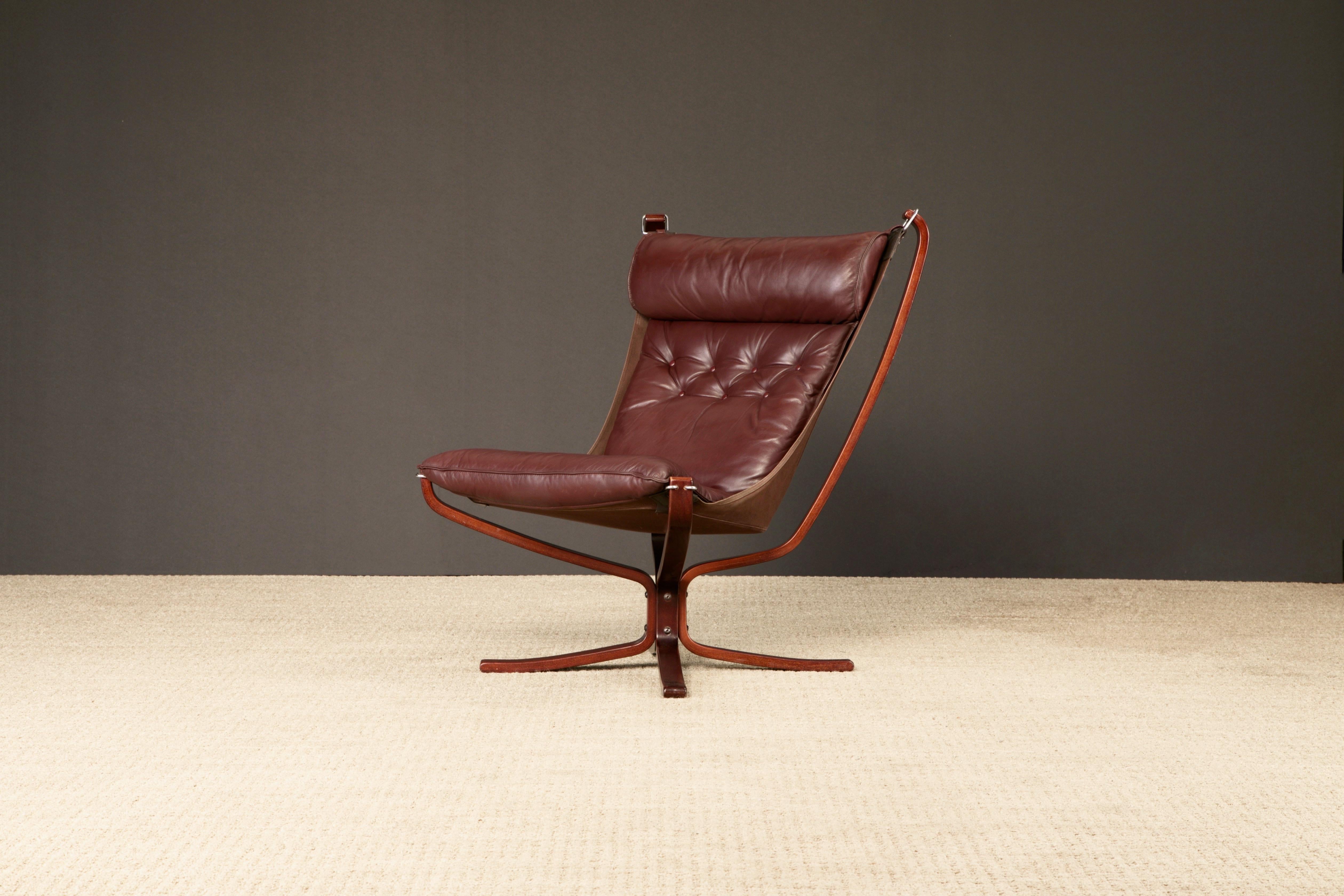Leather 'Falcon' Sling Chair by Sigurd Ressell for Vatne Møbler, 1970s For Sale 2