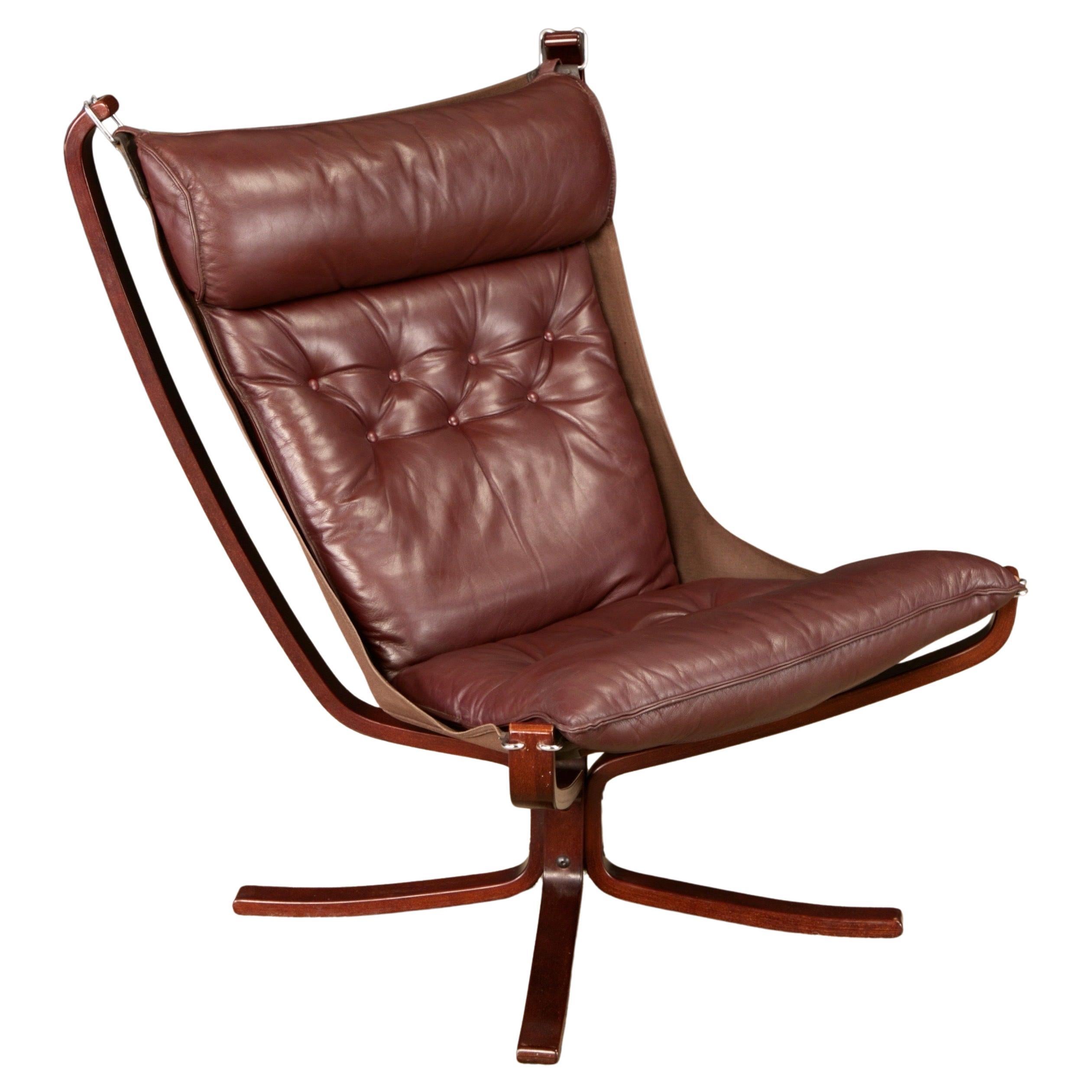 Leather 'Falcon' Sling Chair by Sigurd Ressell for Vatne Møbler, 1970s