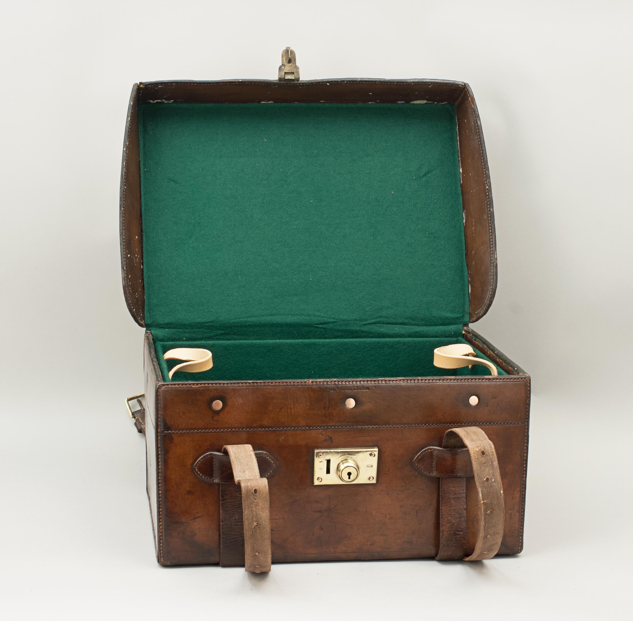 Early 20th Century Leather Farlow Fishing Tackle Case with Tray