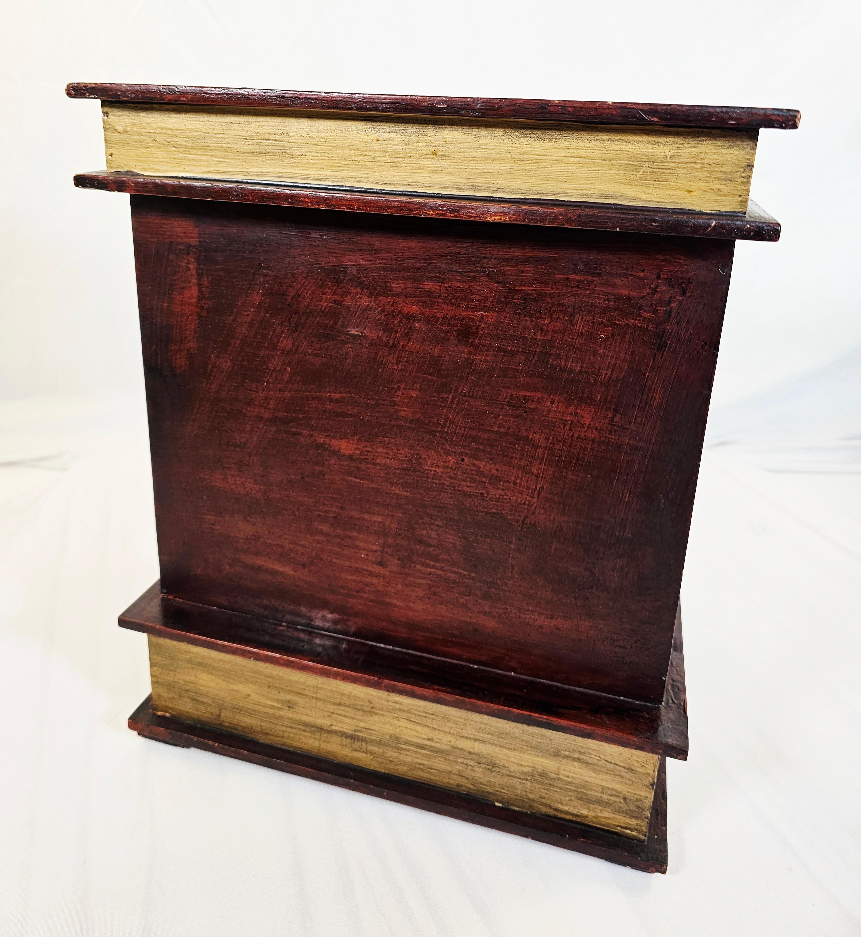 Late 20th Century Leather Faux Book Storage Cabinet For CDs and Keepsakes For Sale