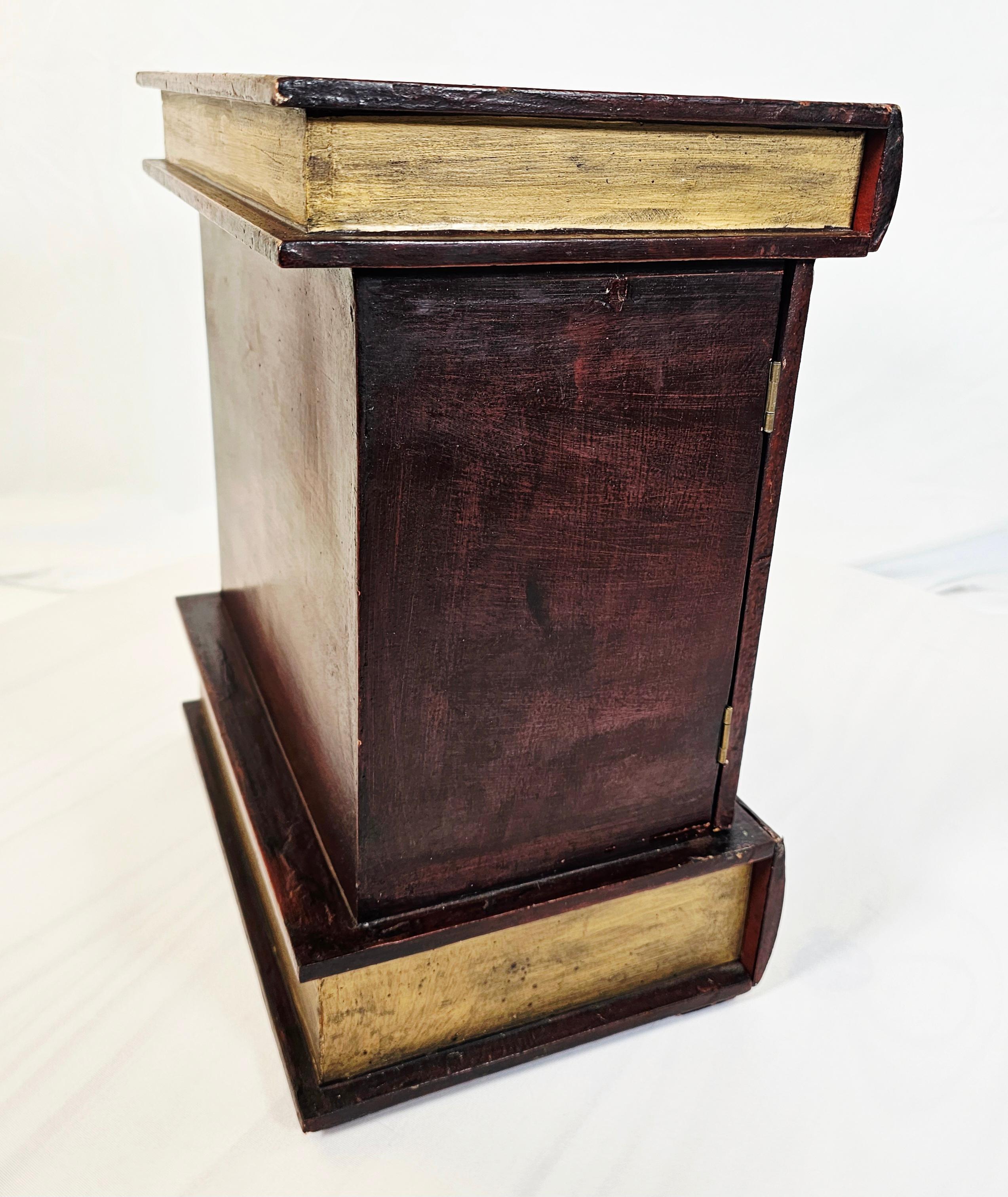 Leather Faux Book Storage Cabinet For CDs and Keepsakes For Sale 1