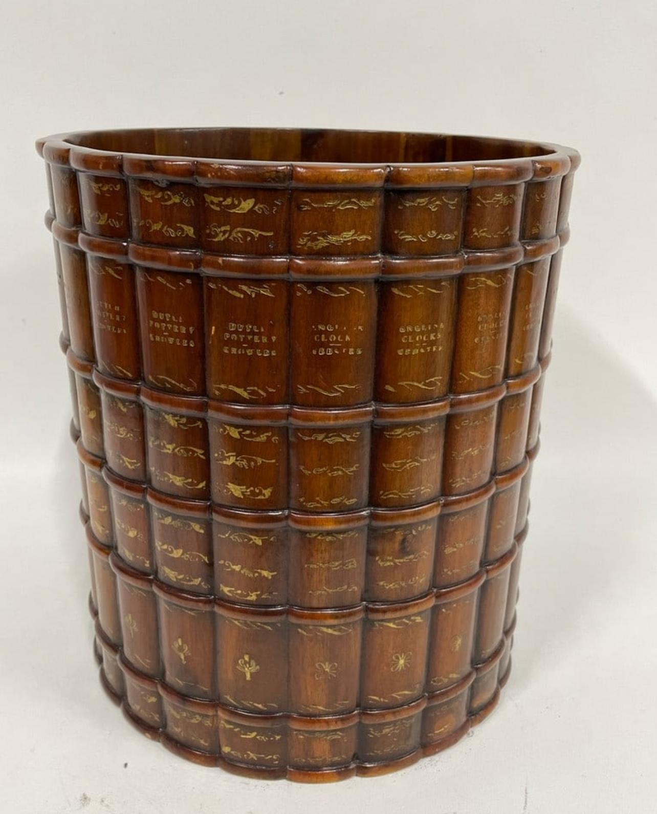 American Classical Leather Faux Book Waste Basket, by Theodor Alexander 14