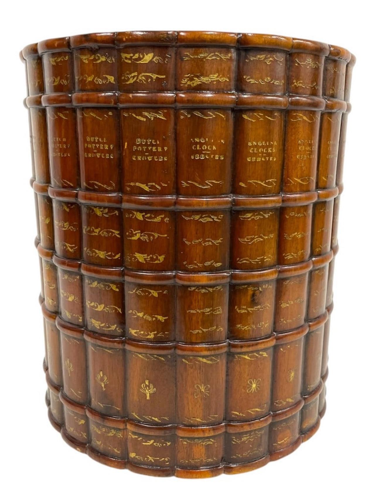 Leather Faux Book Waste Basket, by Theodor Alexander 14