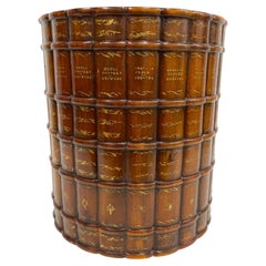 Leather Faux Book Waste Basket, by Theodor Alexander 14" H