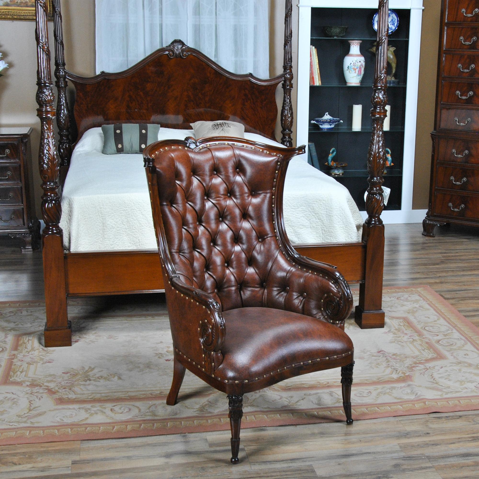 Leather Fireside Chair For Sale 1