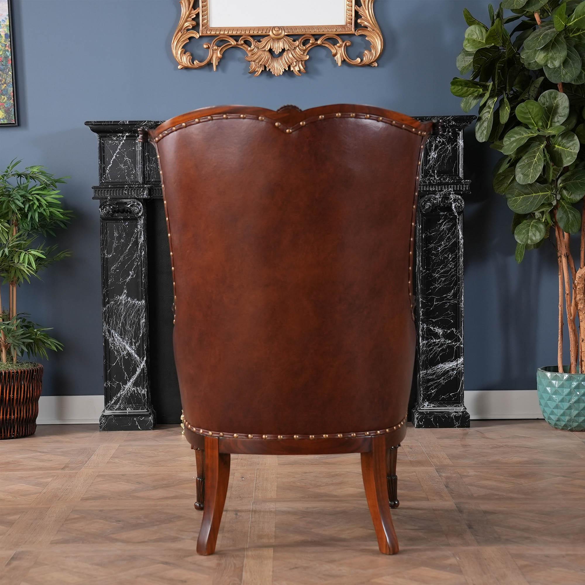 Cuir Fauteuil de cheminée en cuir en vente
