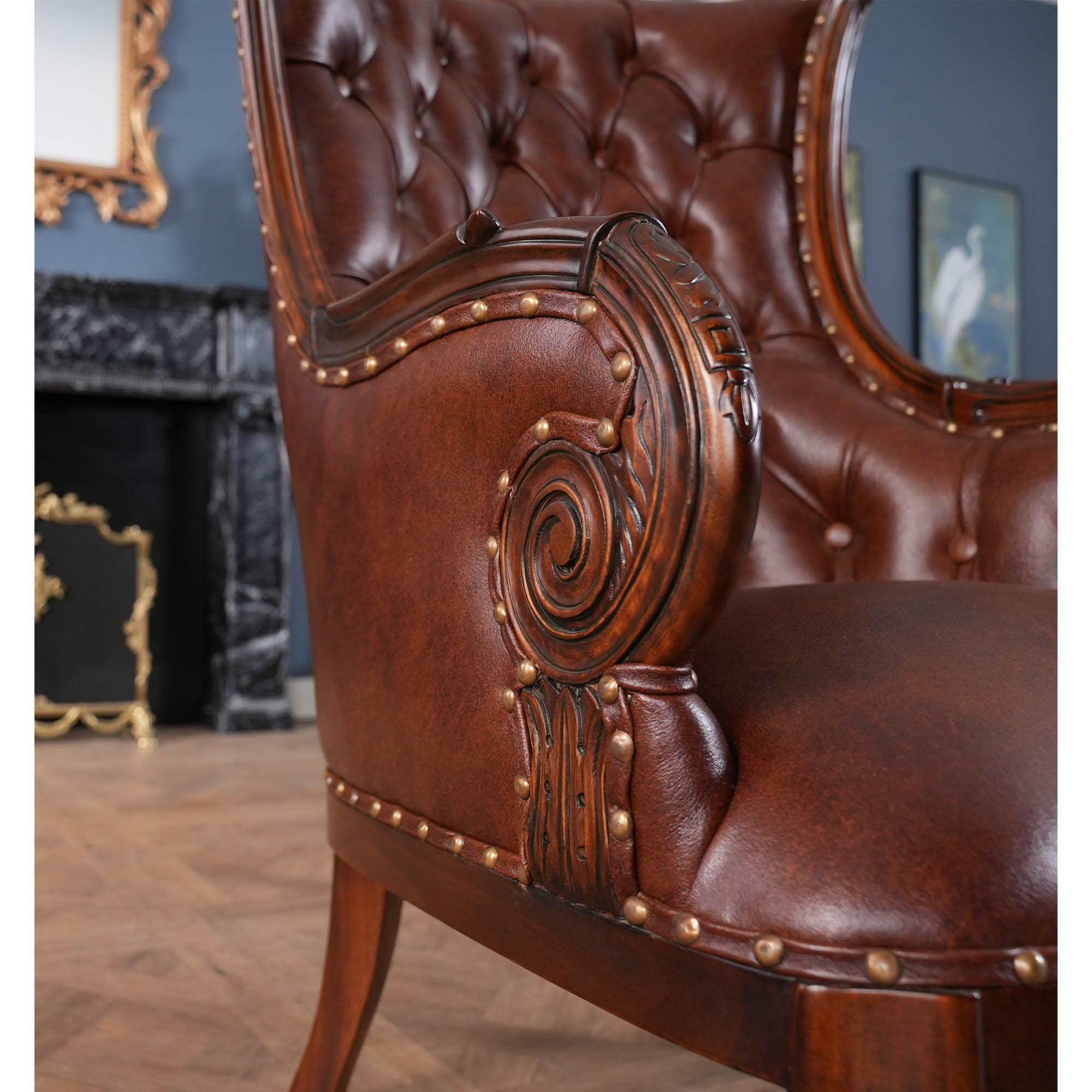 Fauteuil de cheminée en cuir en vente 4