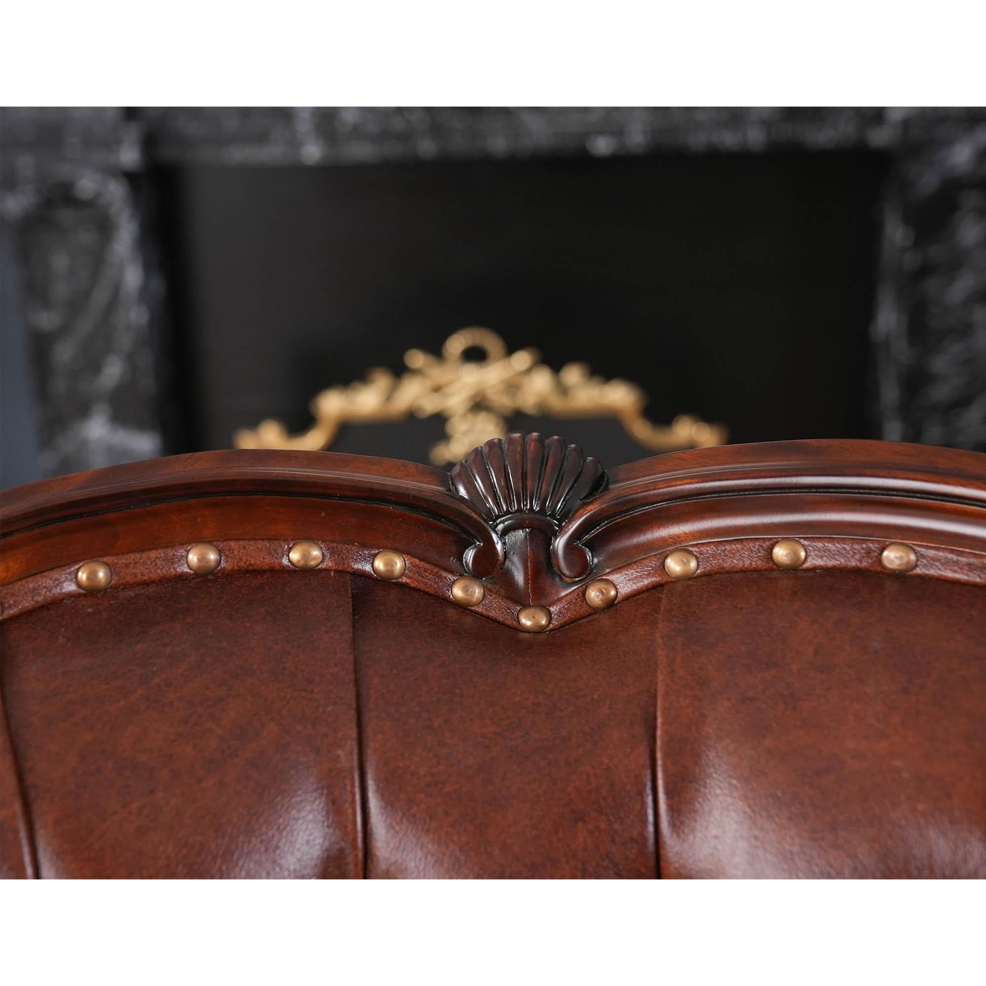 Fauteuil de cheminée en cuir en vente 6