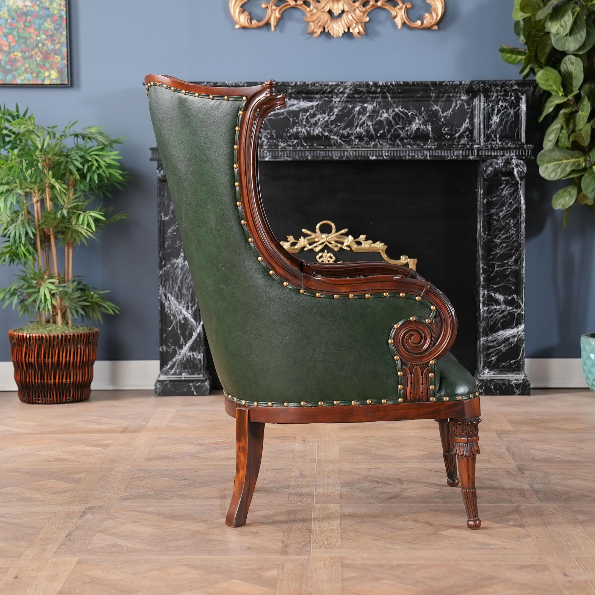 Hand-Crafted Leather Fireside Chair For Sale