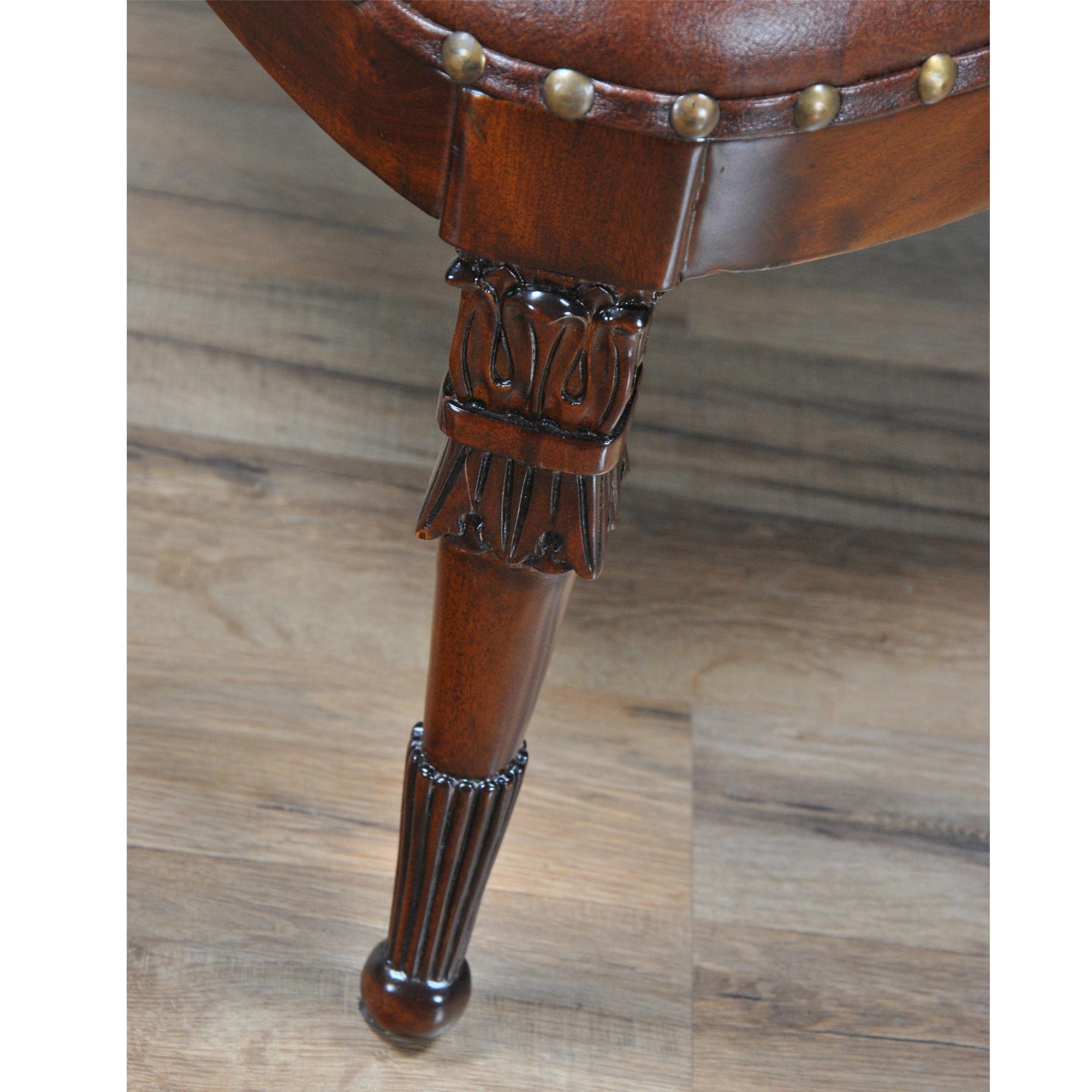 Hand-Carved Leather Fireside Chair For Sale