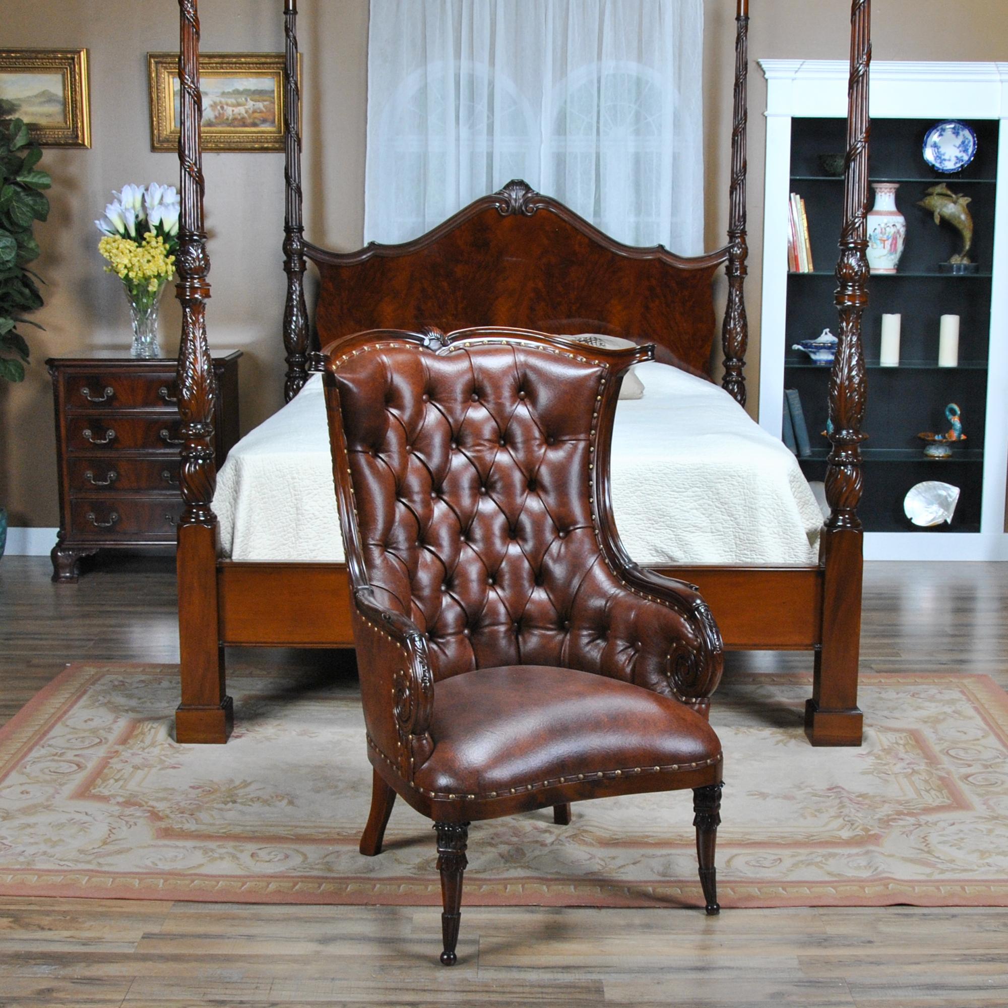 Leather Fireside Chair In New Condition For Sale In Annville, PA