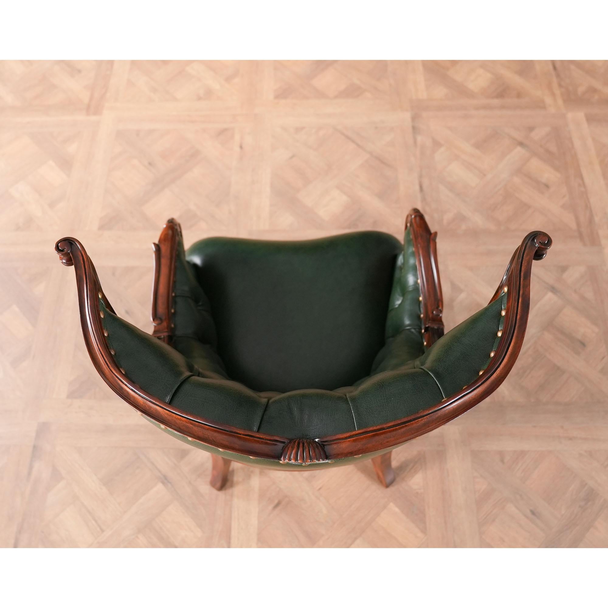 Contemporary Leather Fireside Chair For Sale