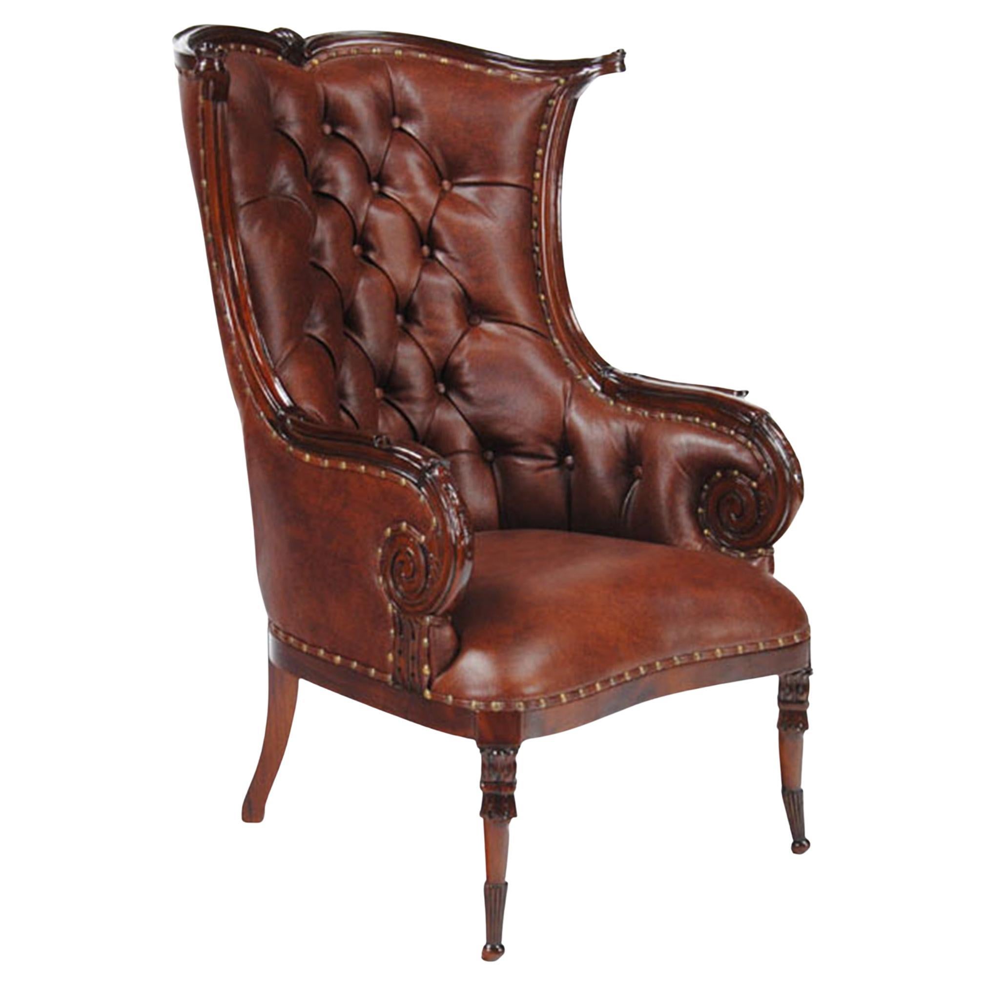 Leather Fireside Chair For Sale