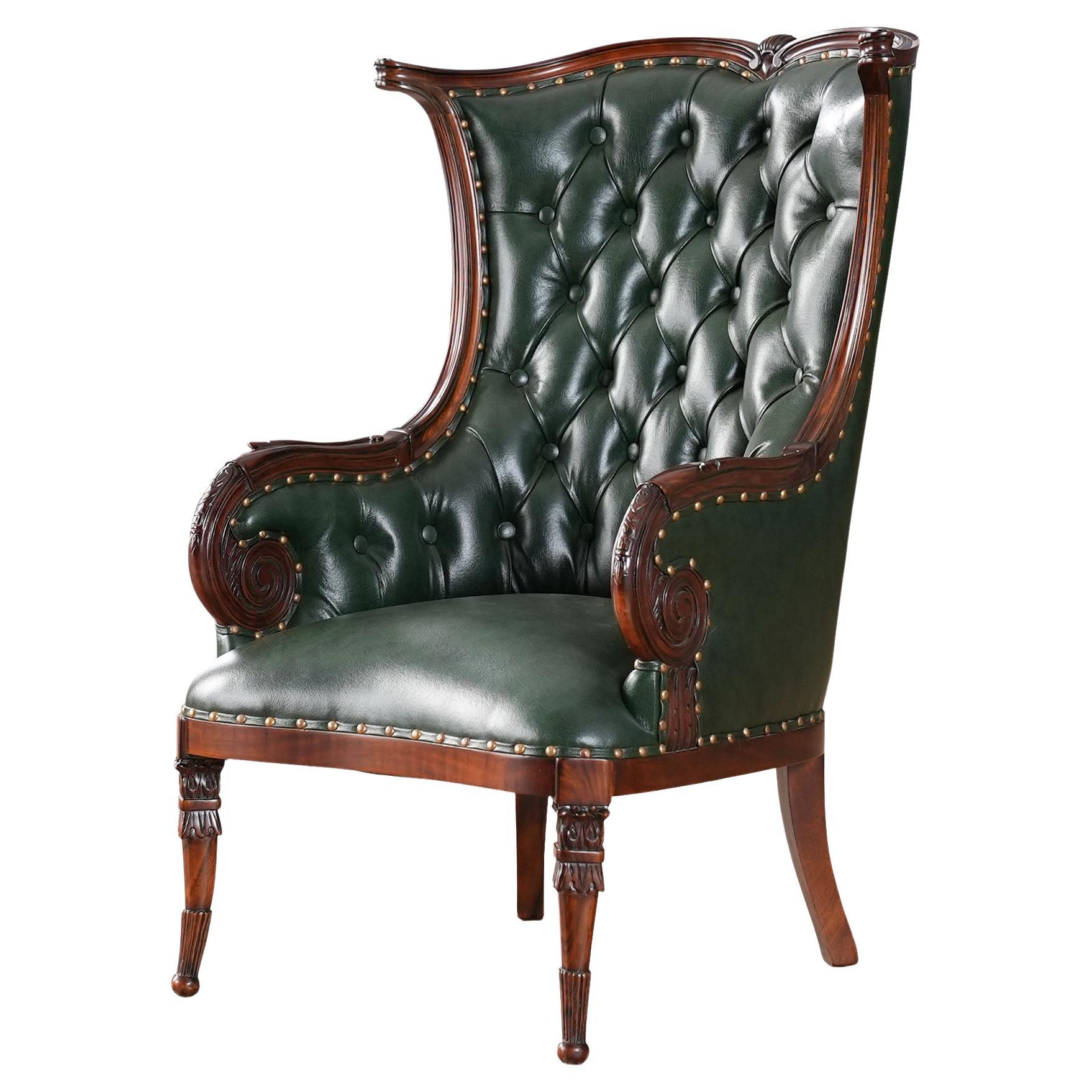 Leather Fireside Chair For Sale