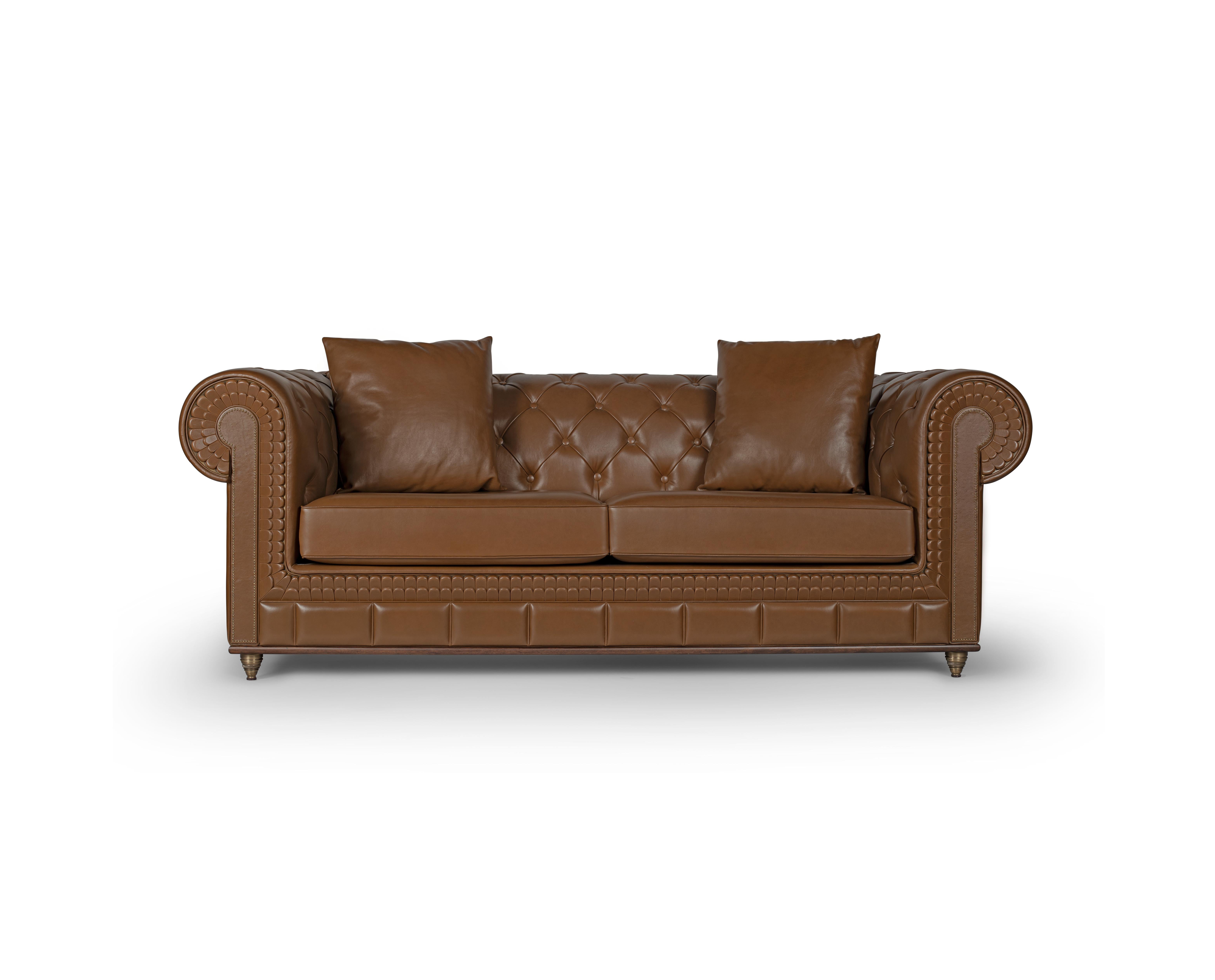 Other Leather Fitz Study Sofa by Madheke For Sale