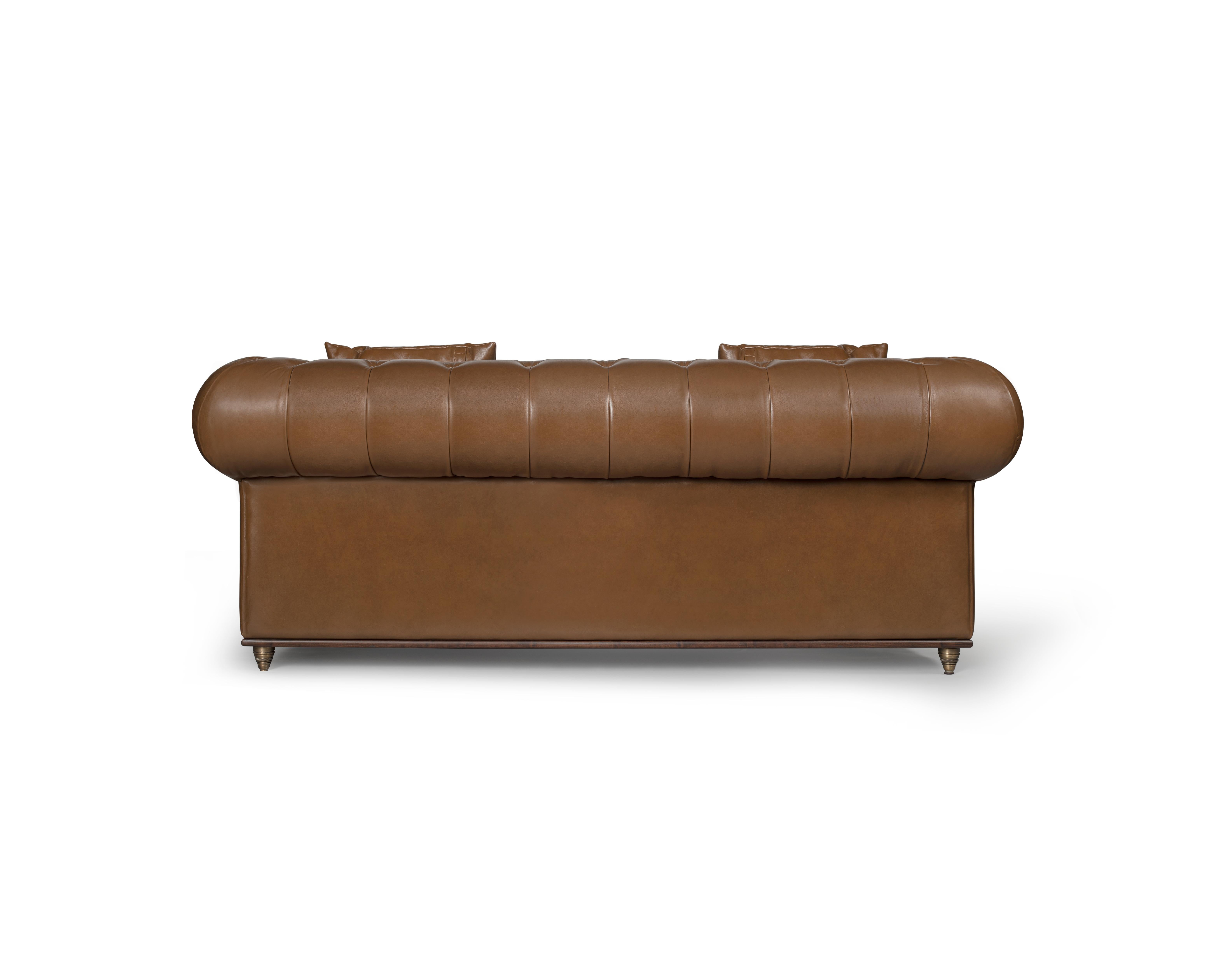 Contemporary Leather Fitz Study Sofa by Madheke For Sale