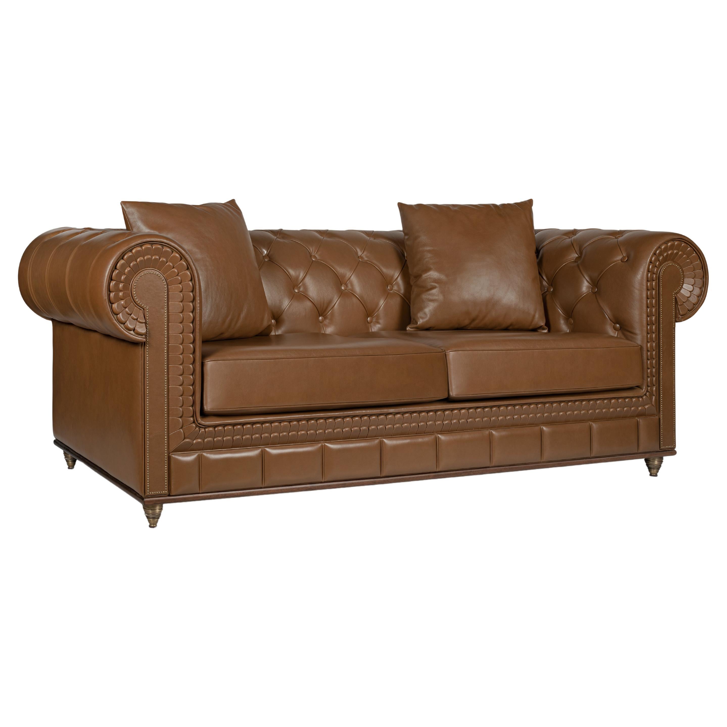 Leather Fitz Study Sofa by Madheke For Sale